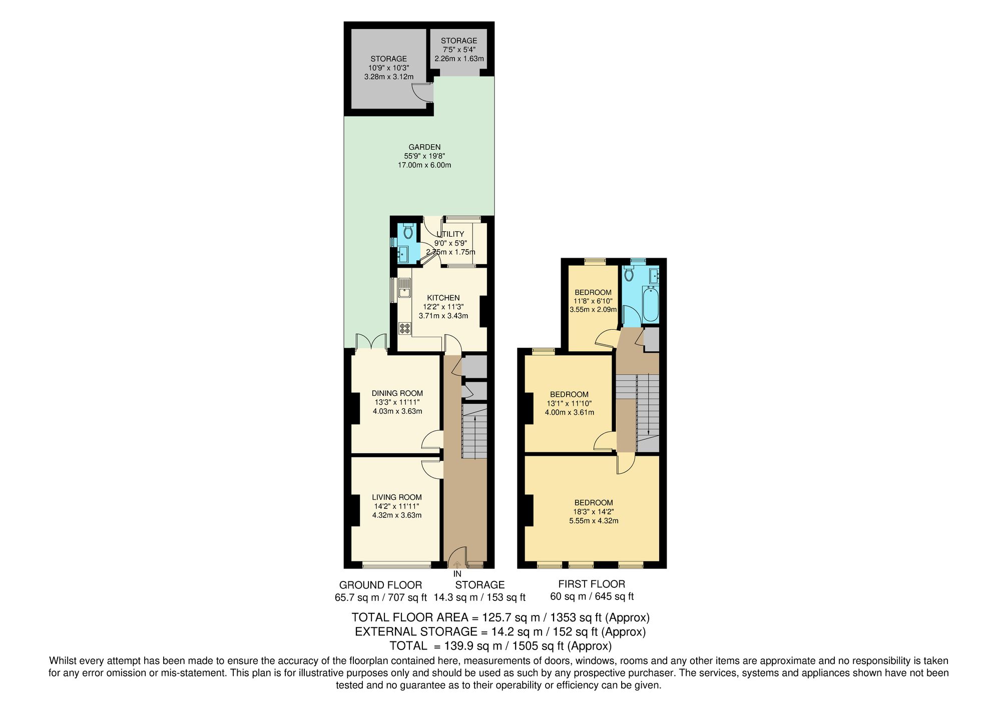 3 bed terraced house for sale in Headcorn Road, Thornton Heath, CR7 - Property floorplan