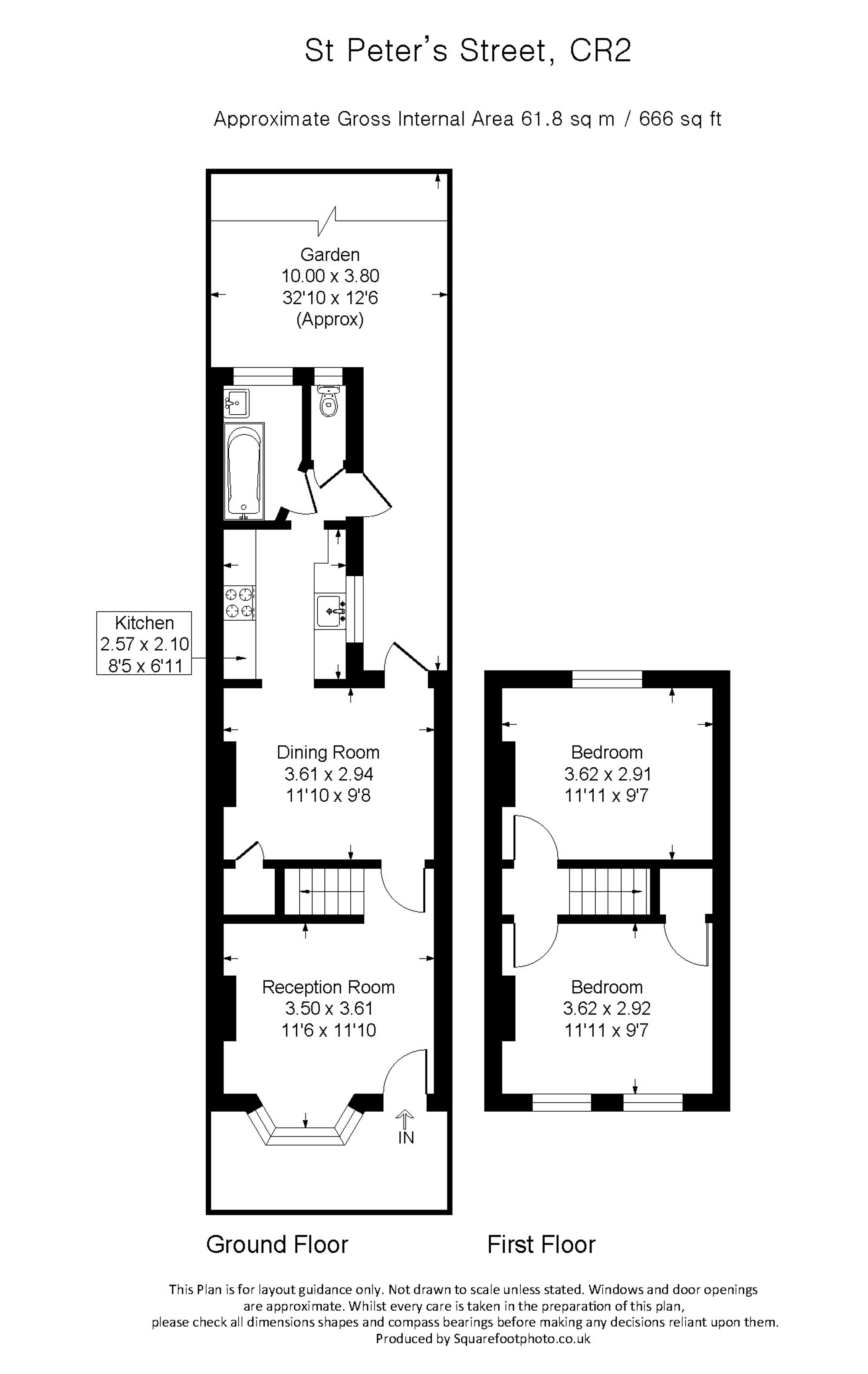 2 bed mid-terraced house for sale in St. Peters Street, South Croydon, CR2 - Property floorplan