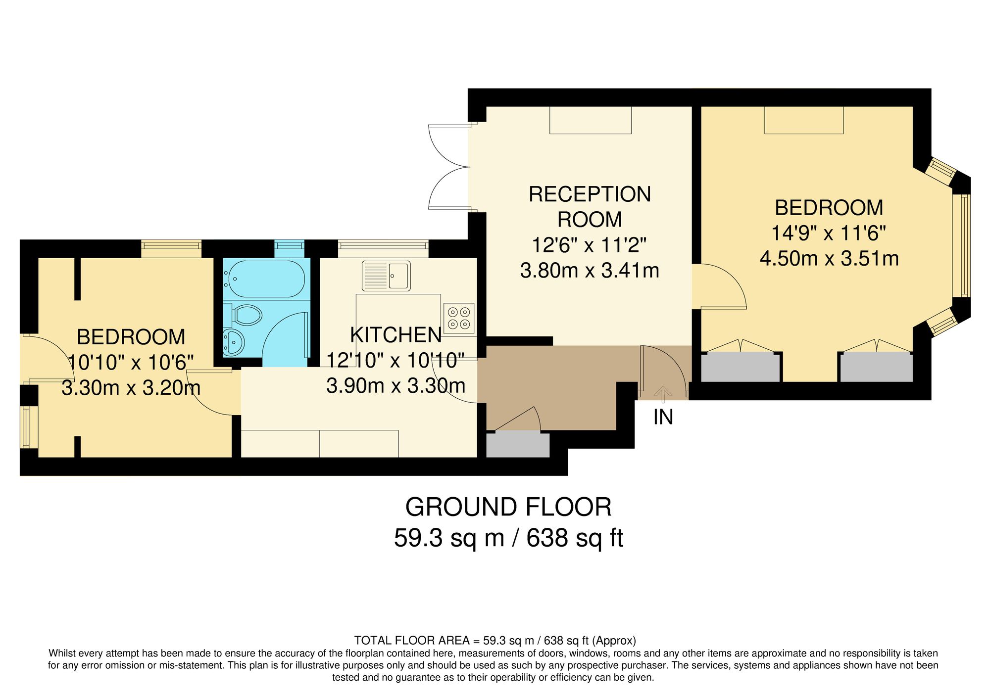 2 bed flat for sale in Oxford Road, Wallington, SM6 - Property floorplan