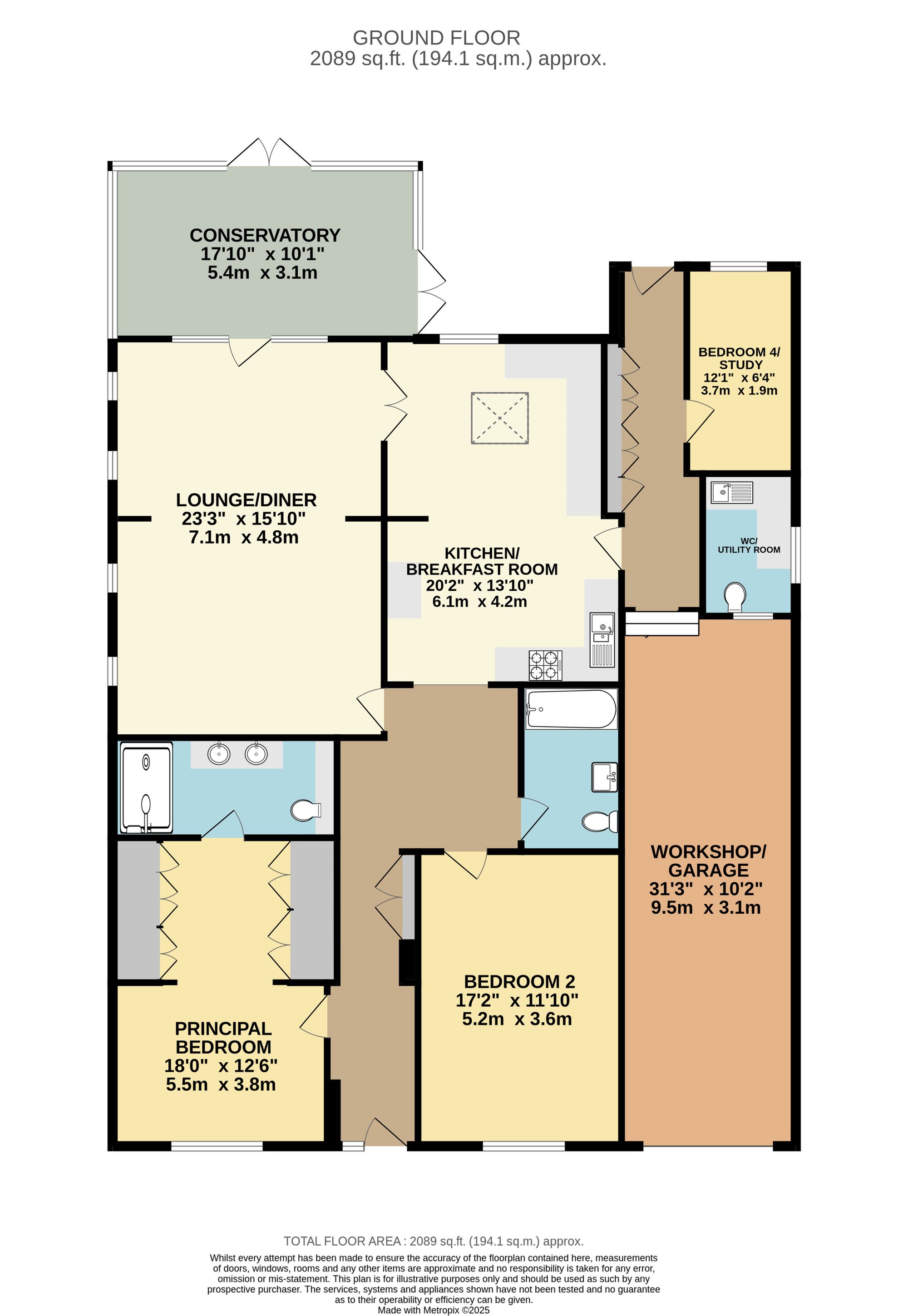 3 bed detached bungalow for sale in Kingswood Lane, Warlingham, CR6 - Property floorplan