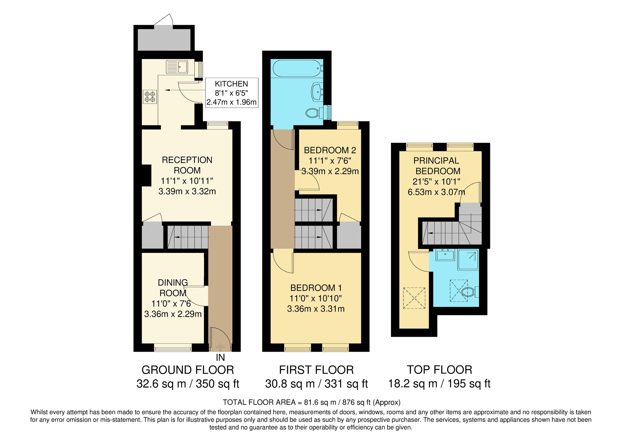 3 bed terraced house for sale in Bynes Road, South Croydon, CR2 - Property floorplan