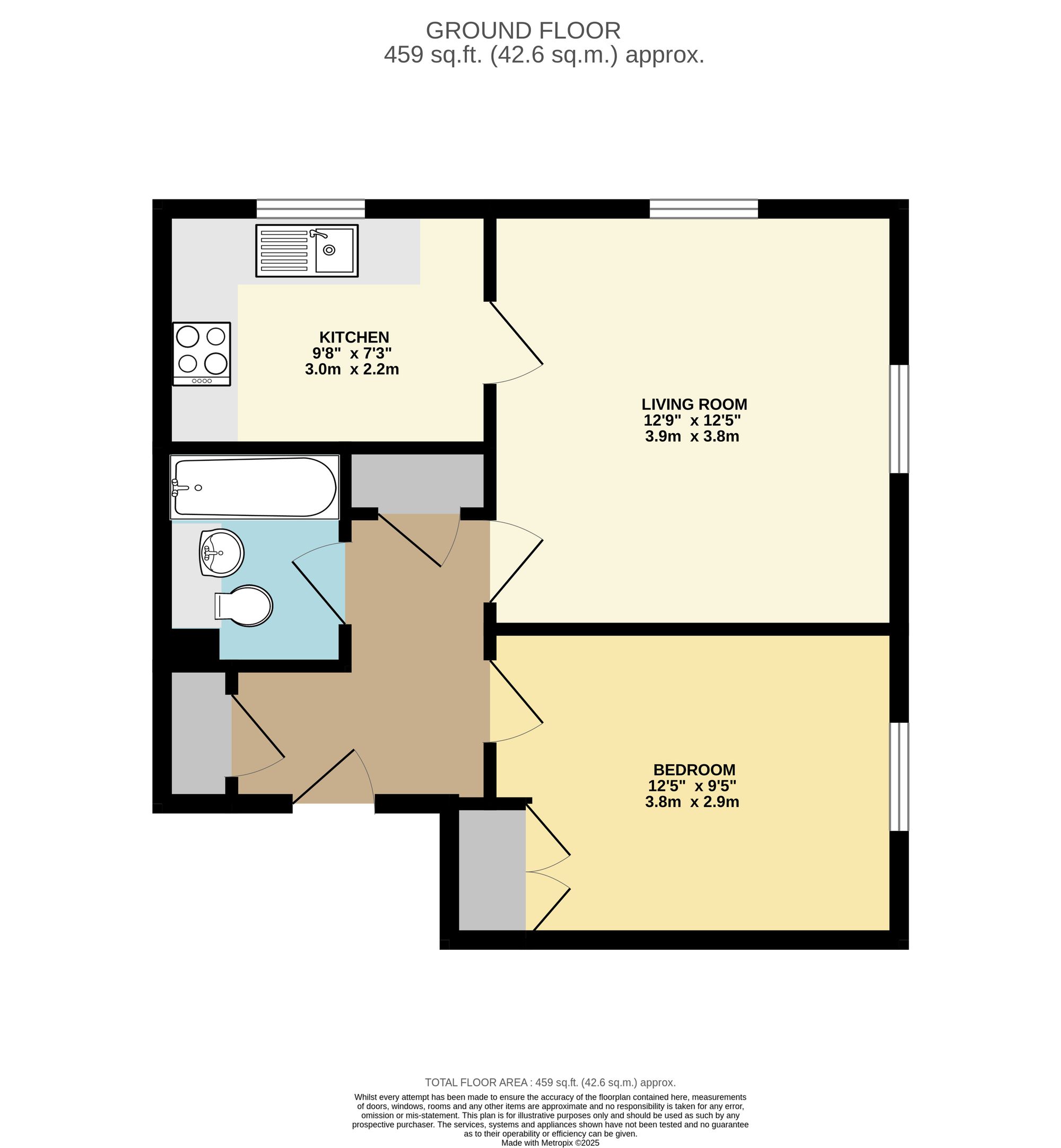 1 bed apartment for sale in Fairbairn Close, Purley, CR8 - Property floorplan
