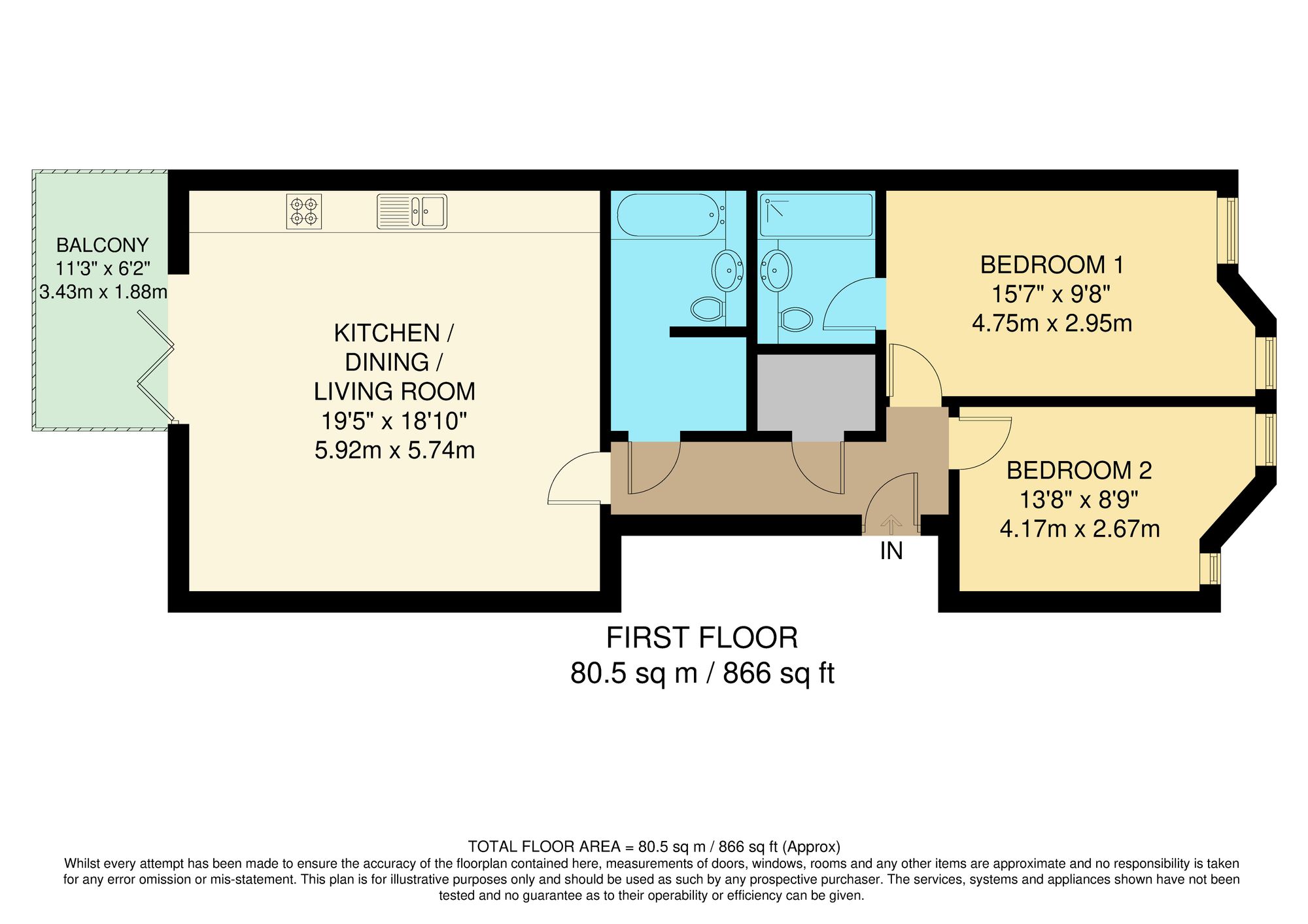 2 bed flat for sale in Fairhaven Avenue, Croydon, CR0 - Property floorplan