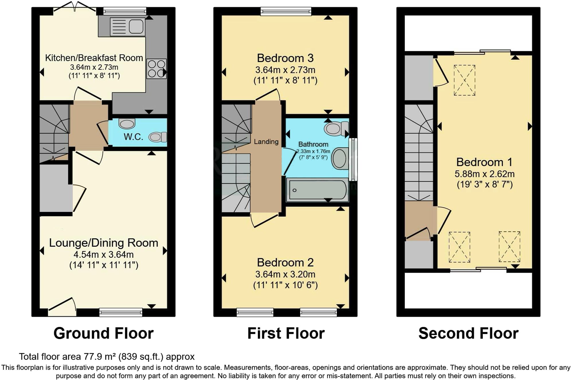 3 bed semi-detached house for sale in Willow Way, Meon Vale, CV37 - Property floorplan