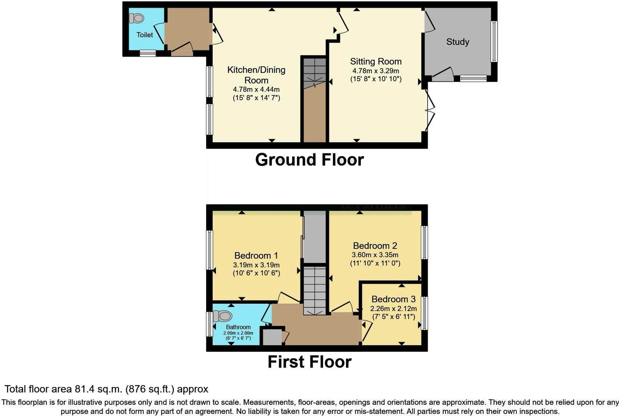 3 bed end of terrace house for sale in Hales Close, Snitterfield, CV37 - Property floorplan