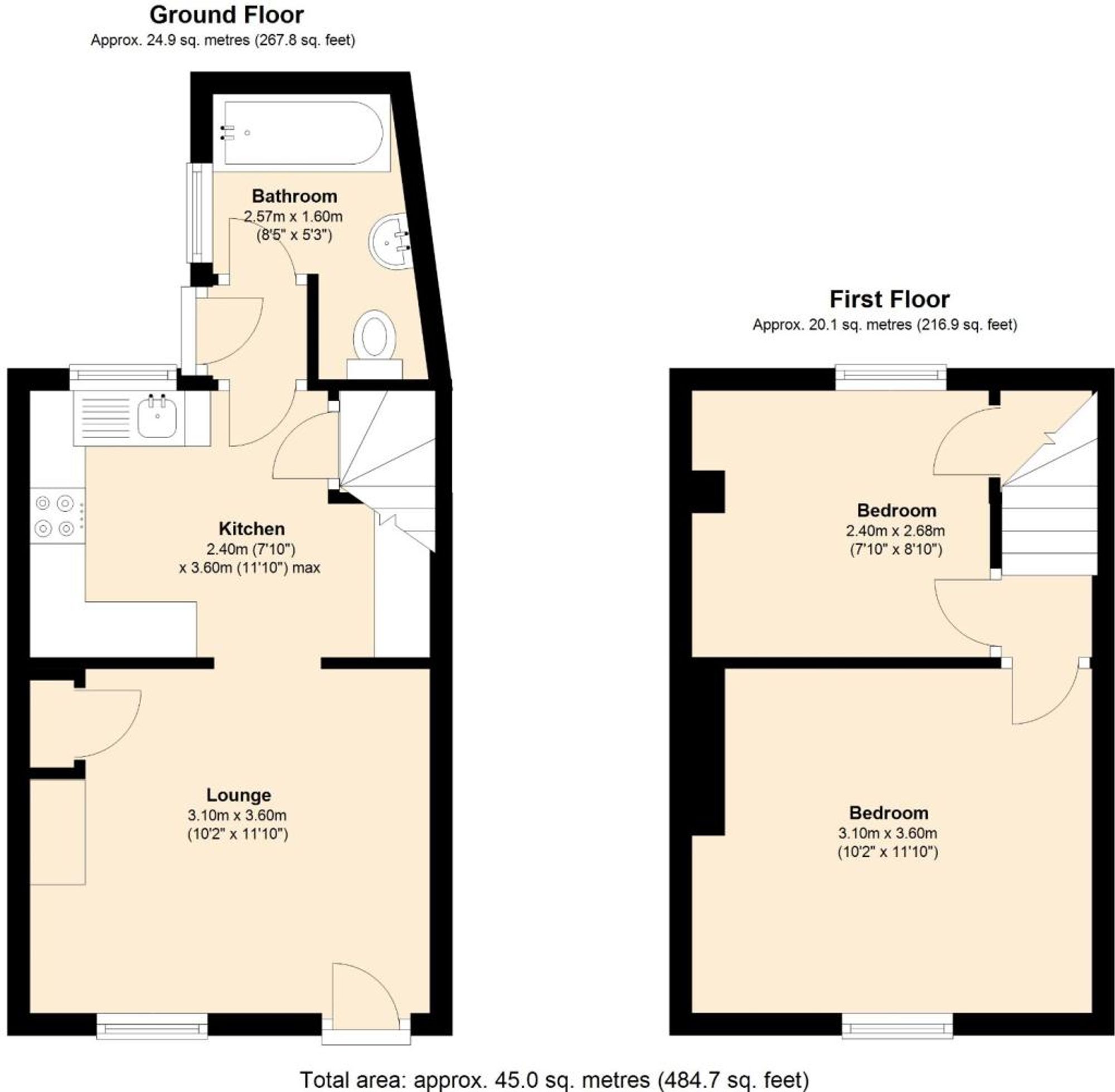 2 bed end of terrace house for sale in Narrow Lane, Stratford-Upon-Avon, CV37 - Property floorplan