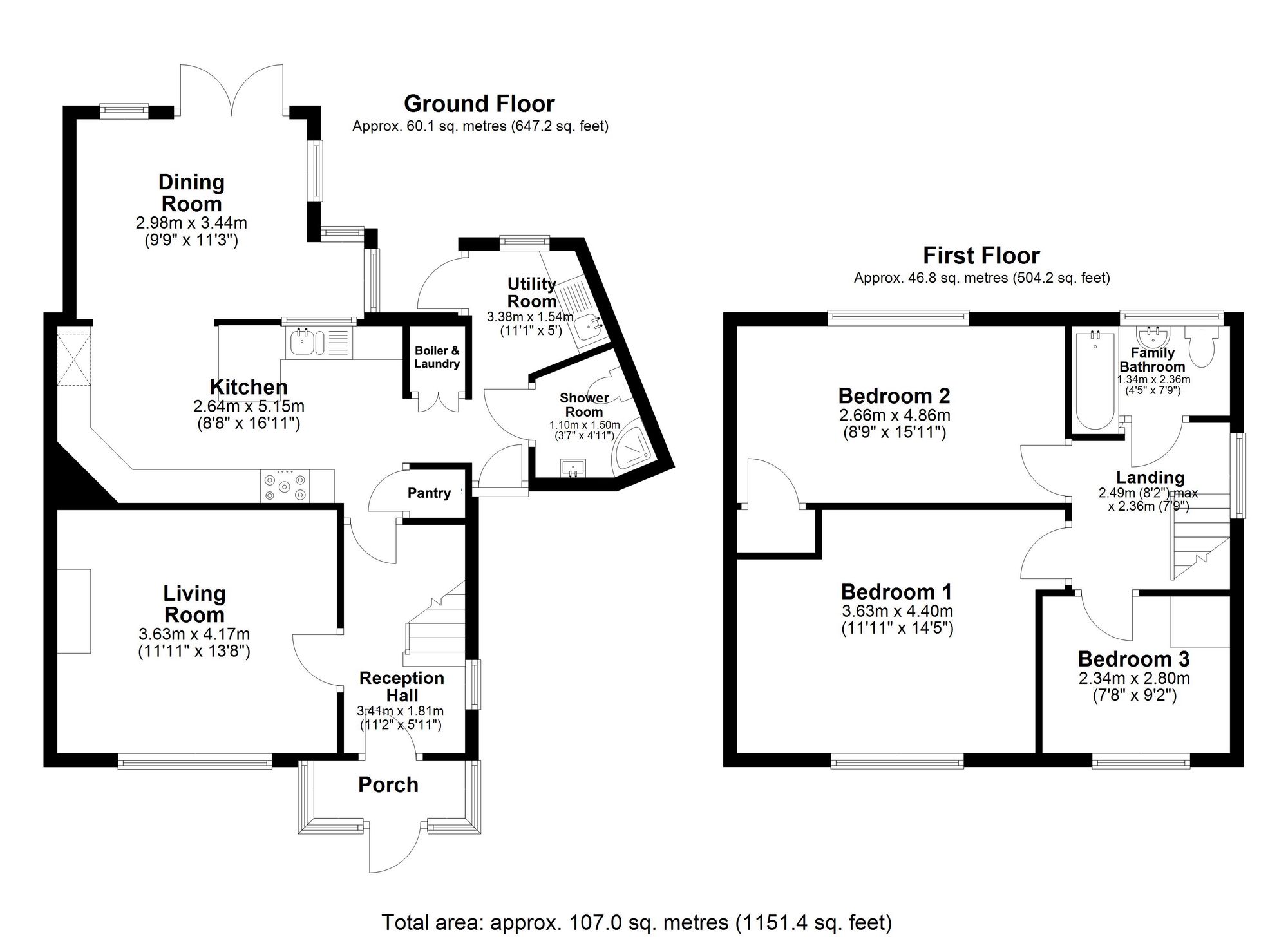 3 bed terraced house for sale in South Green Drive, Stratford-Upon-Avon, CV37 - Property floorplan