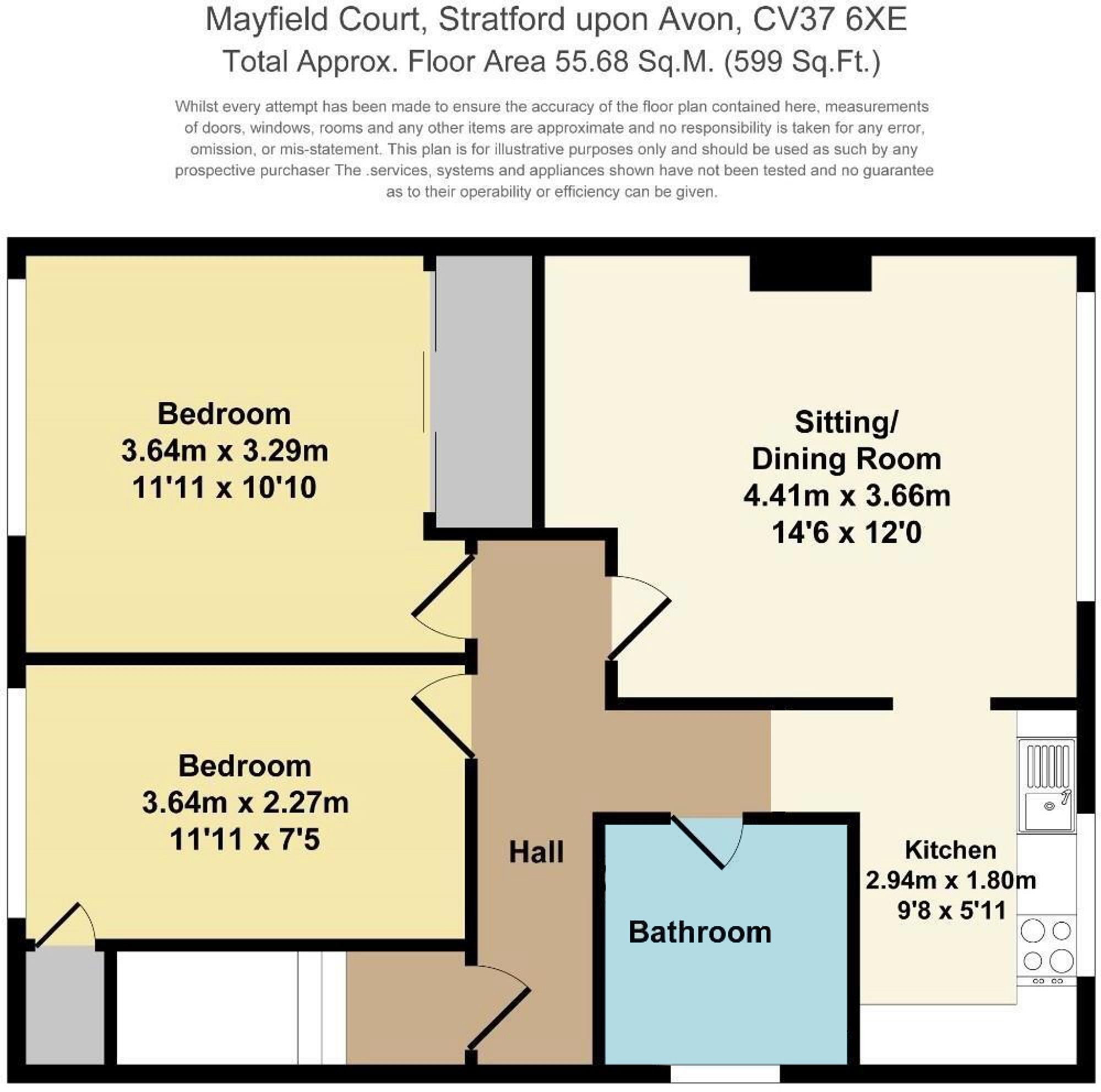 2 bed maisonette for sale in Mayfield Court, Stratford-Upon-Avon, CV37 - Property floorplan