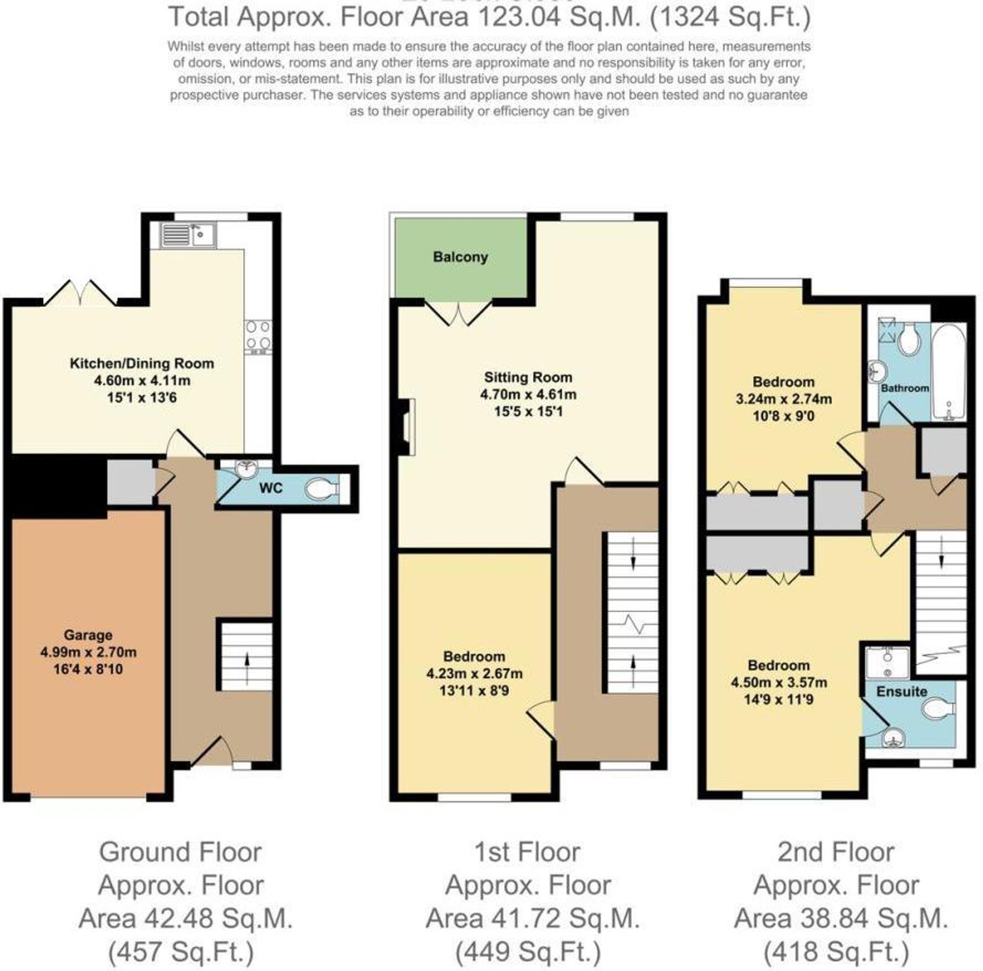 3 bed terraced town house for sale in Lock Close, Stratford-Upon-Avon, CV37 - Property floorplan