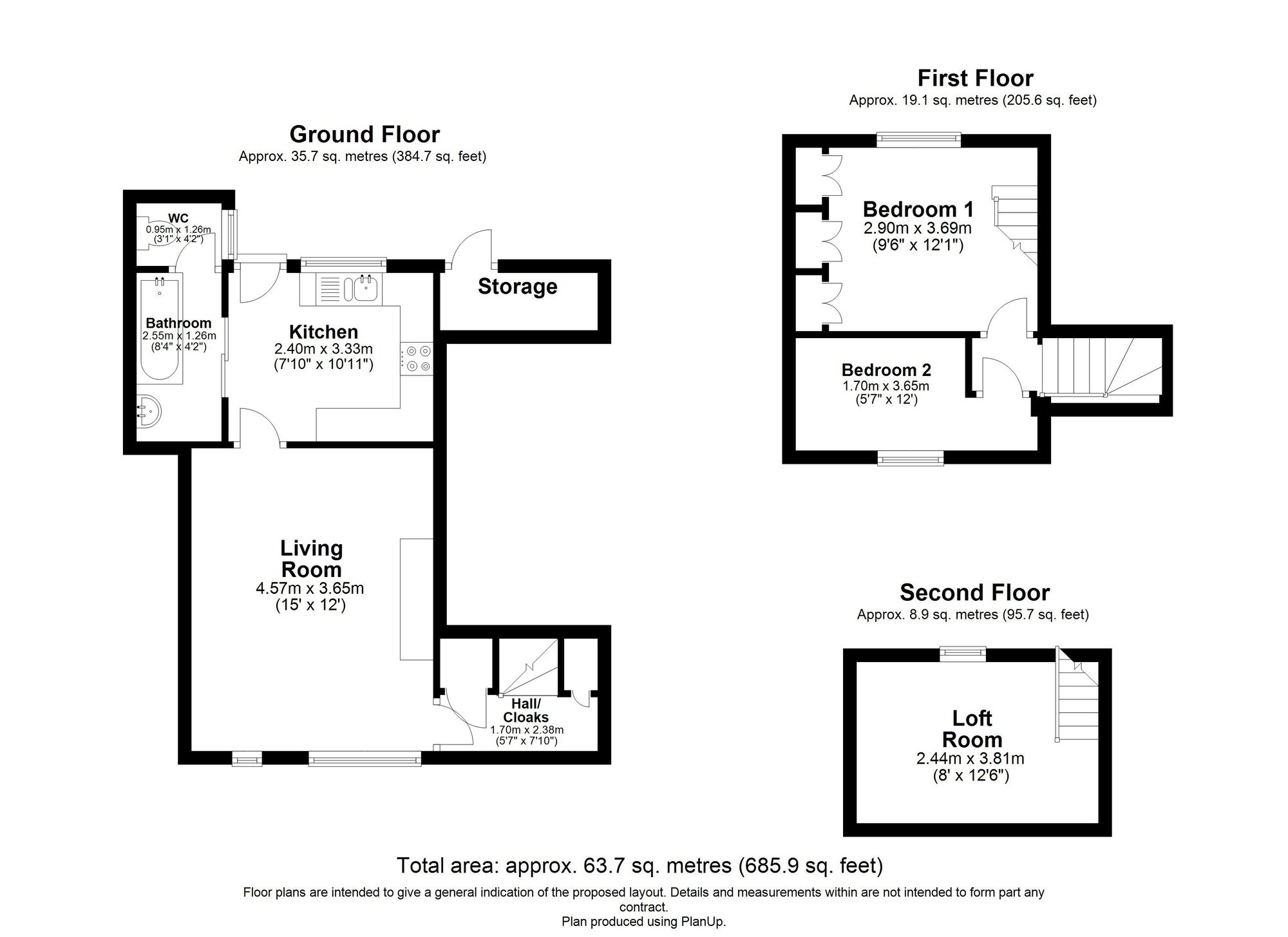 2 bed mid-terraced house for sale in Oxford Road, Marton, CV23 - Property floorplan