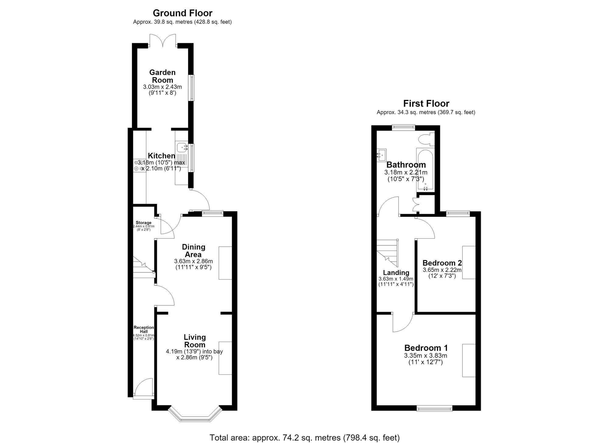 2 bed terraced house for sale in St. Georges Road, Leamington Spa, CV31 - Property floorplan