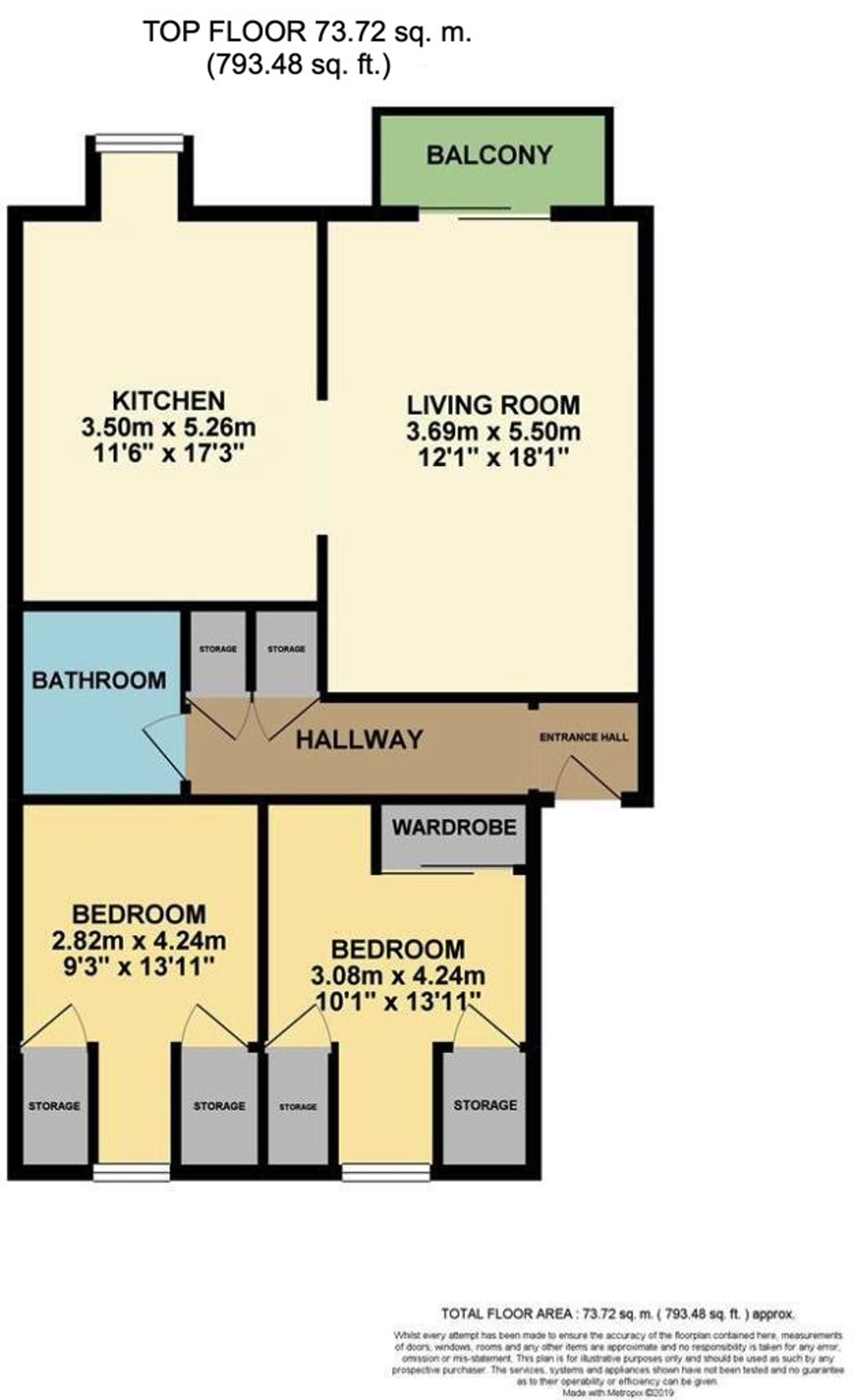 2 bed apartment for sale in Linen Street, Knights Court Linen Street, CV34 - Property floorplan