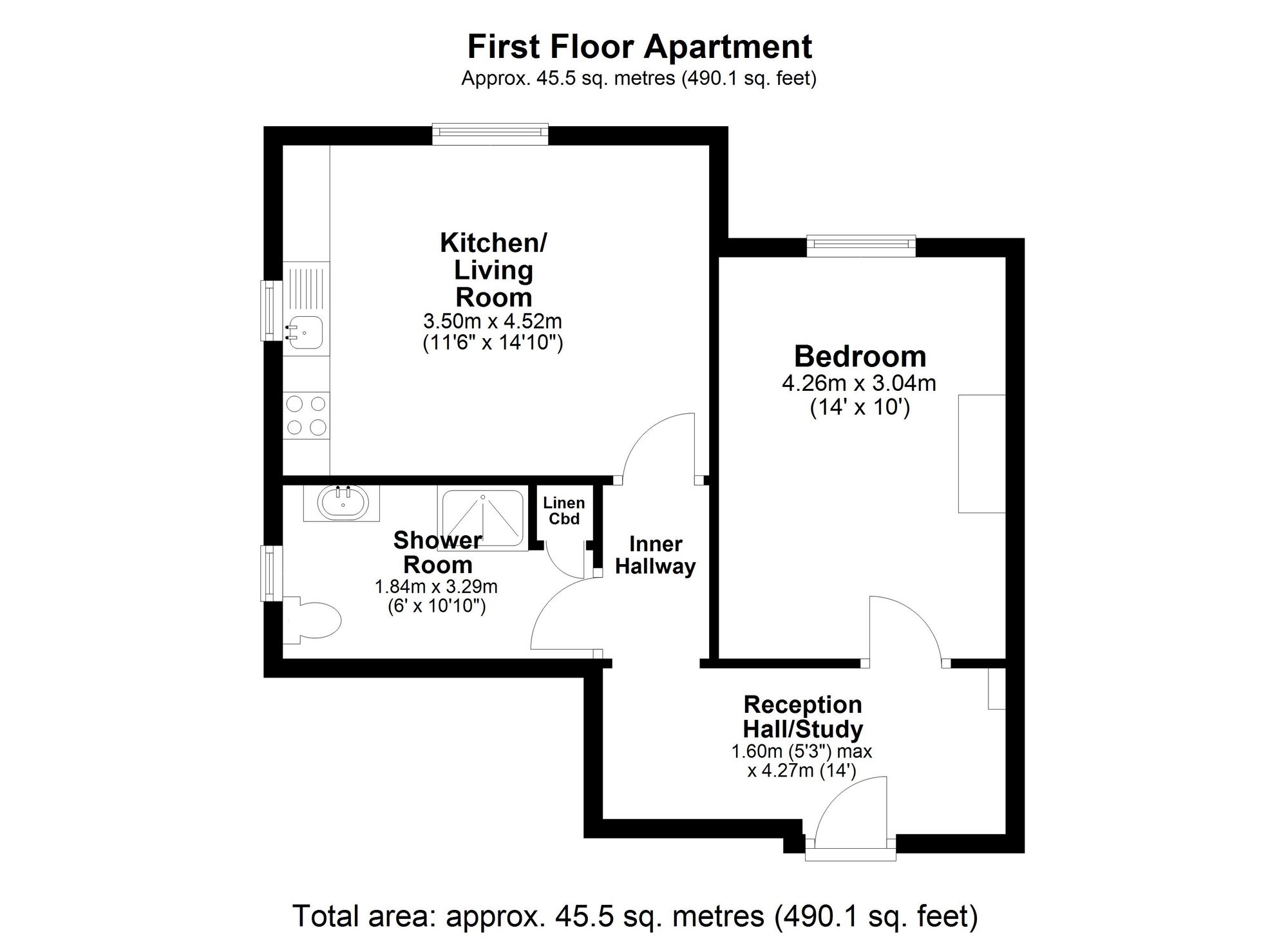 1 bed flat for sale in Russell Terrace, Leamington Spa, CV31 - Property floorplan