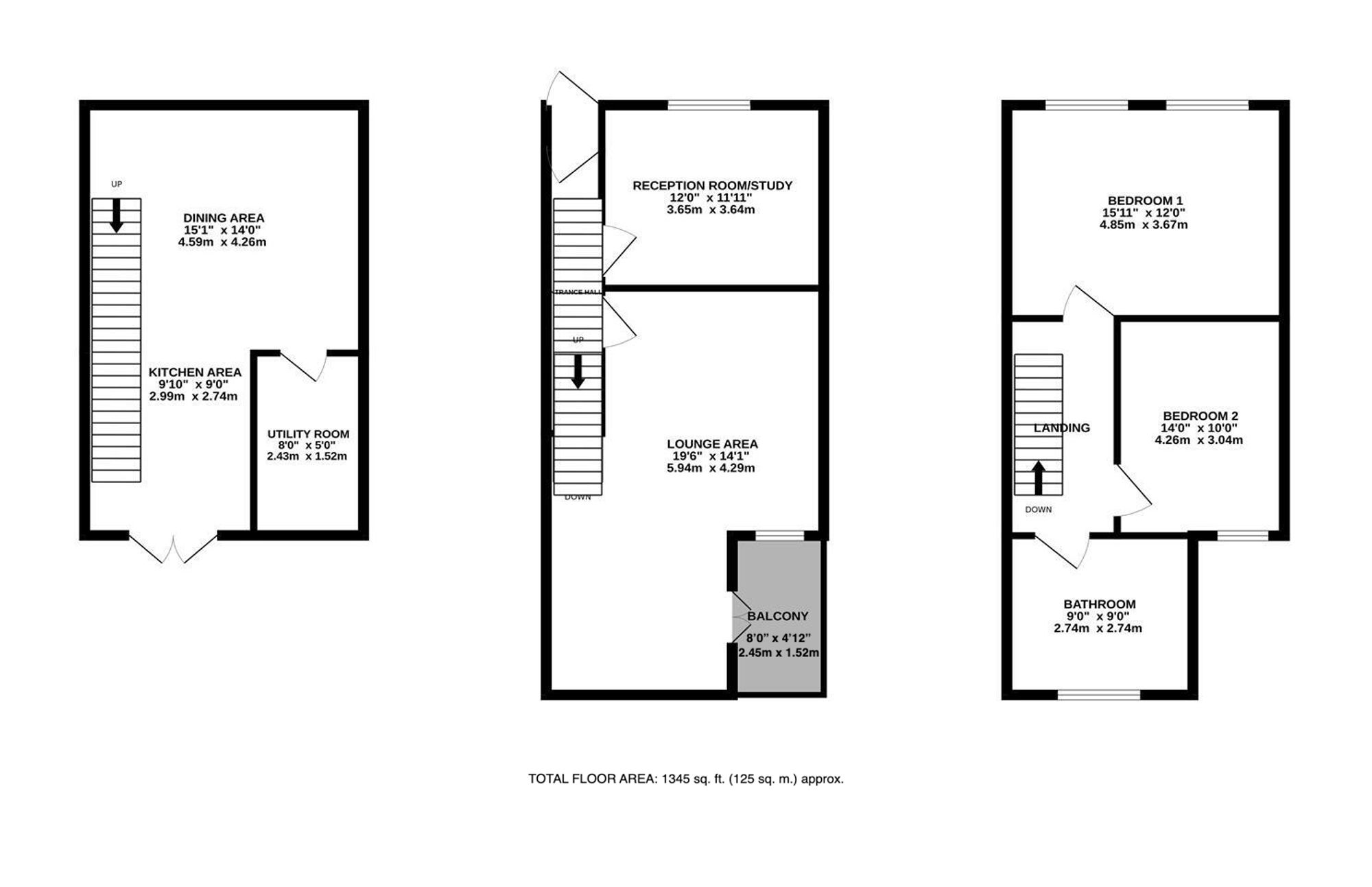 2 bed terraced house for sale in Longhurst Lane, Marple Bridge, SK6 - Property floorplan