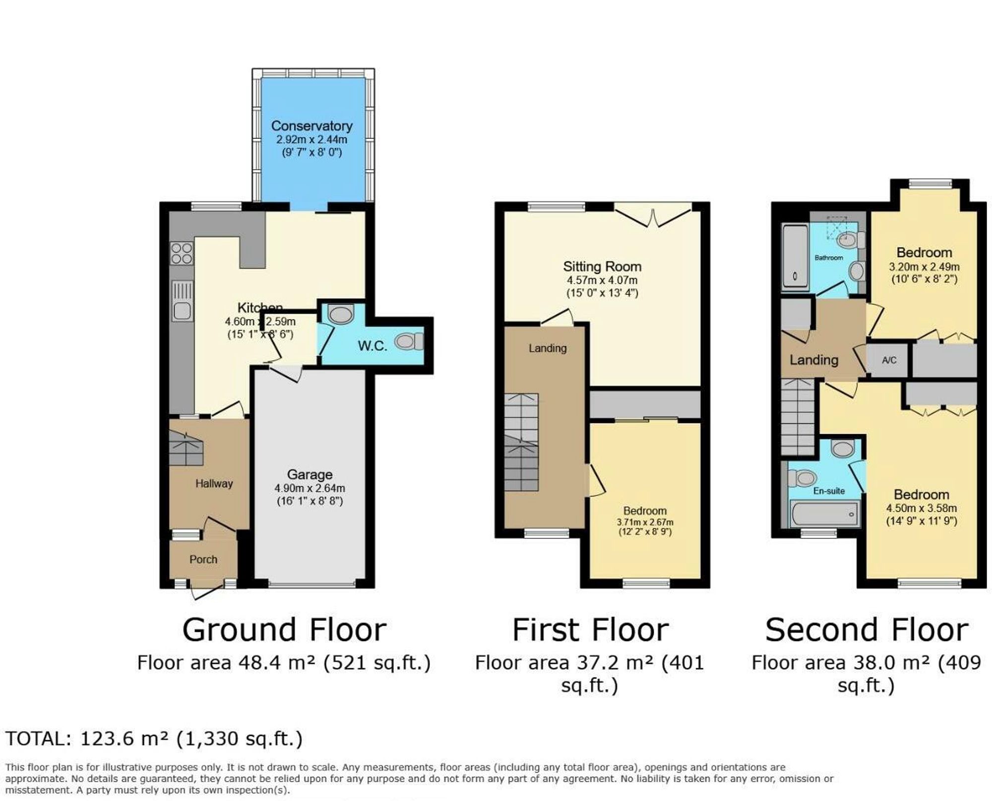 3 bed semi-detached town house for sale in Lock Close, Stratford-Upon-Avon, CV37 - Property floorplan