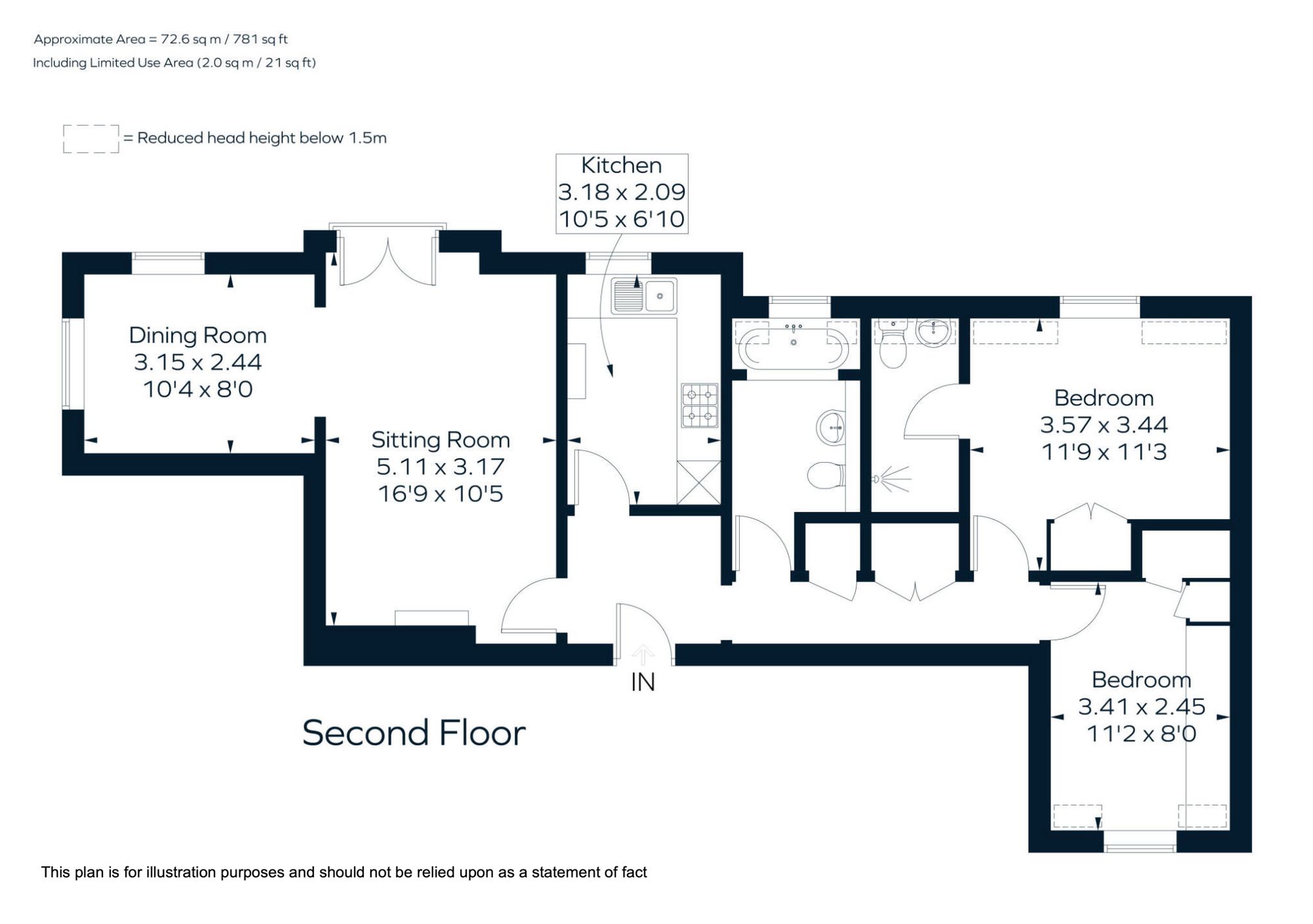 2 bed apartment for sale in Warwick Road, Stratford-Upon-Avon, CV37 - Property floorplan