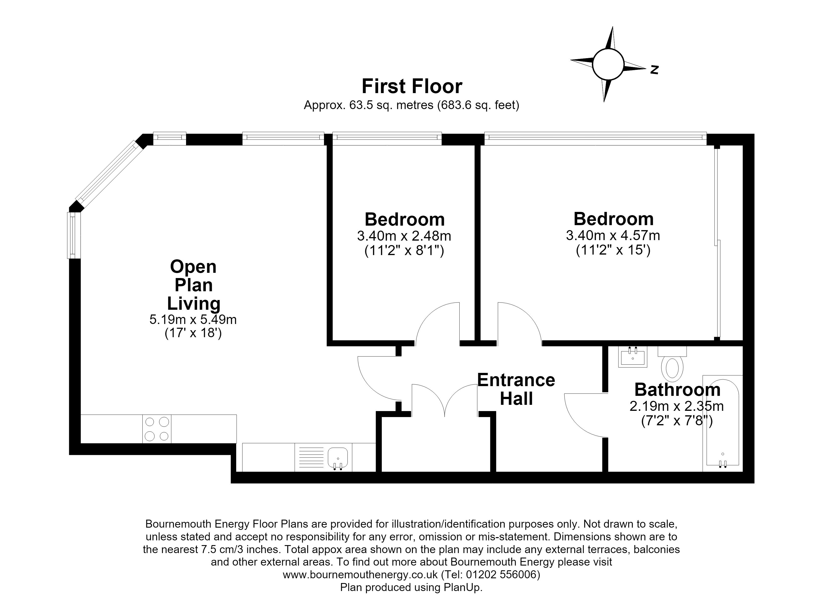 2 bed flat to rent in Parkstone Road, Poole, BH15 - Property floorplan