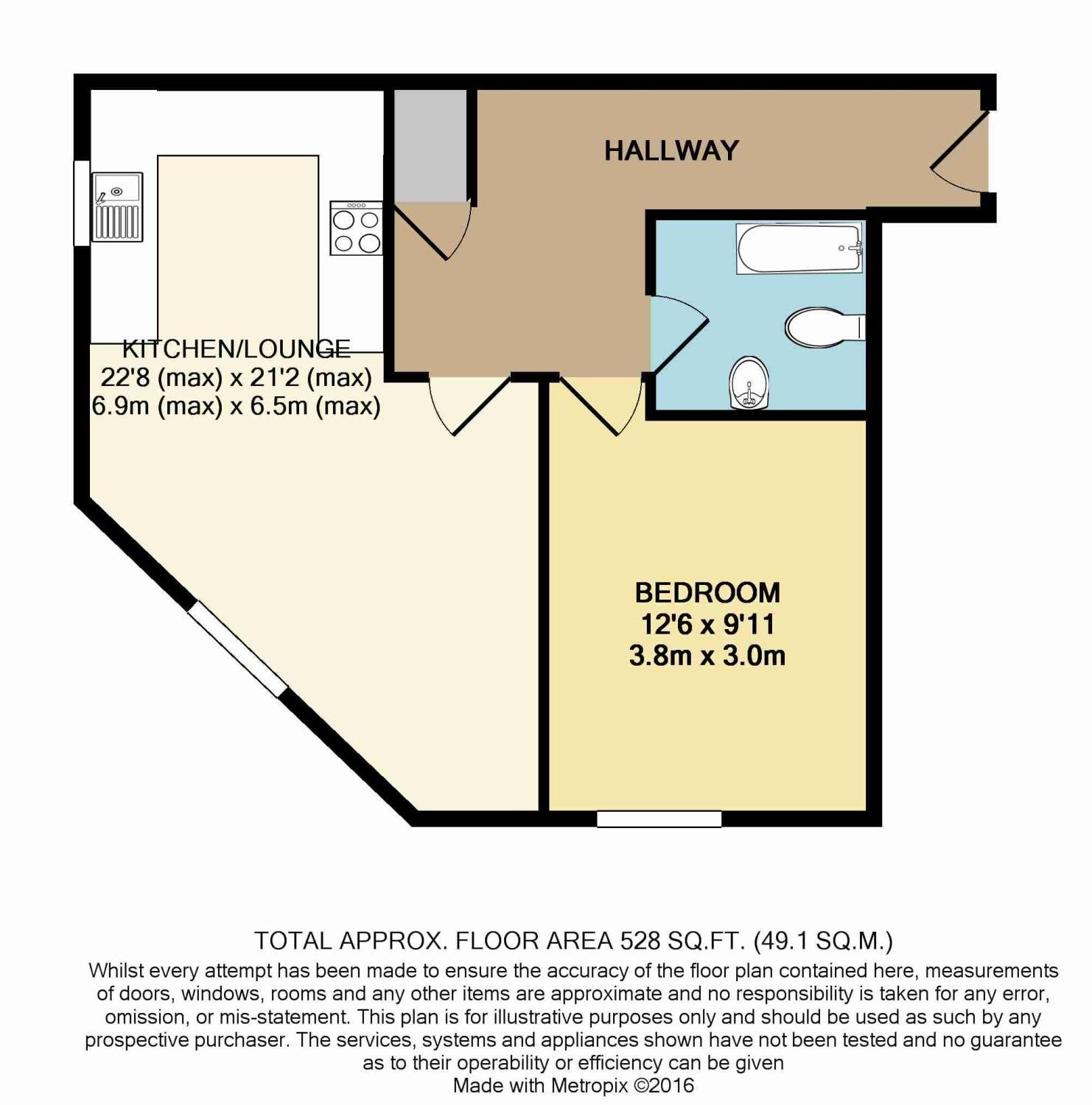 1 bed flat to rent in Hinton Road, Bournemouth - Property floorplan