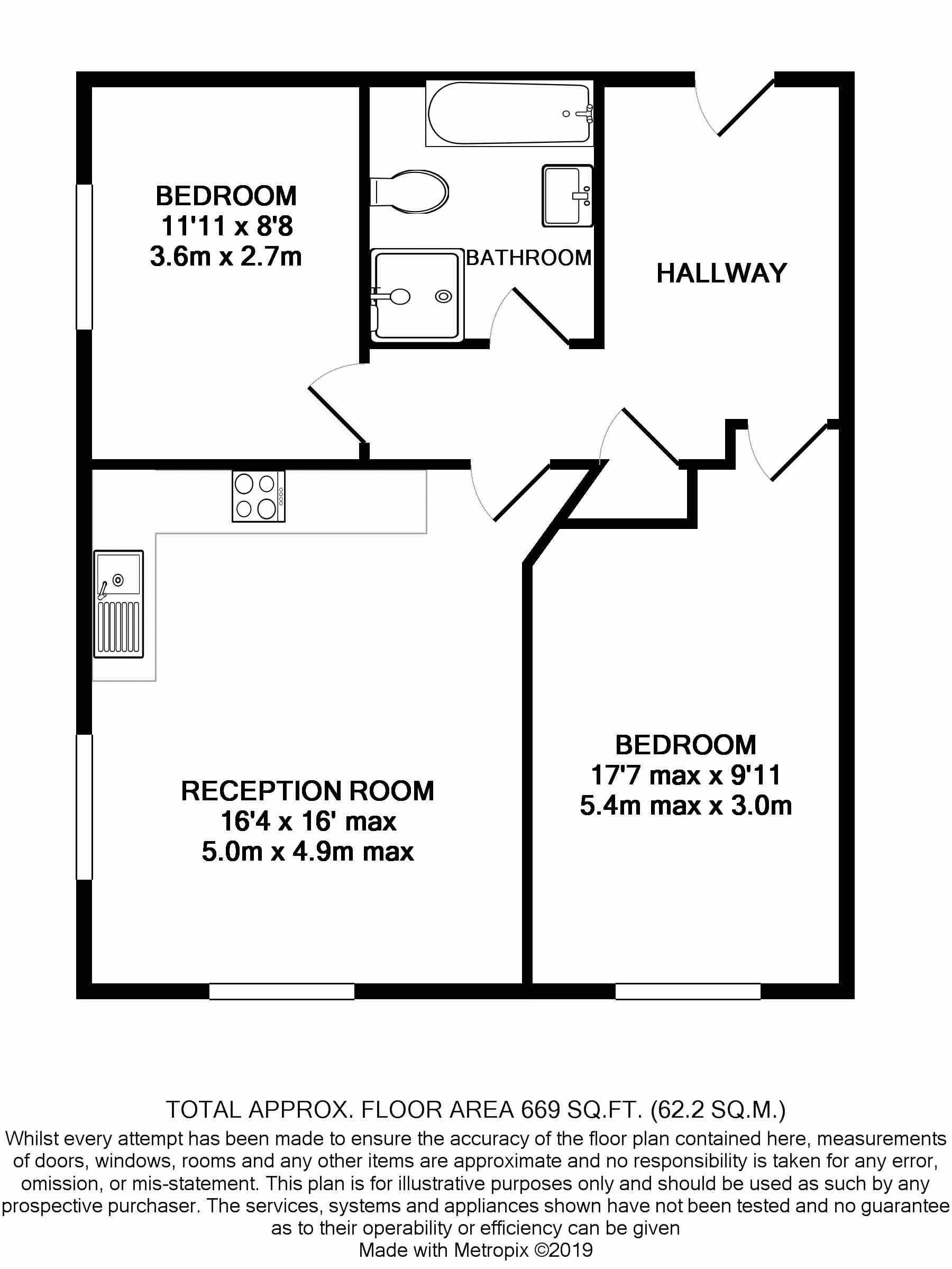 2 bed flat to rent in Wimborne Road East, Ferndown - Property floorplan