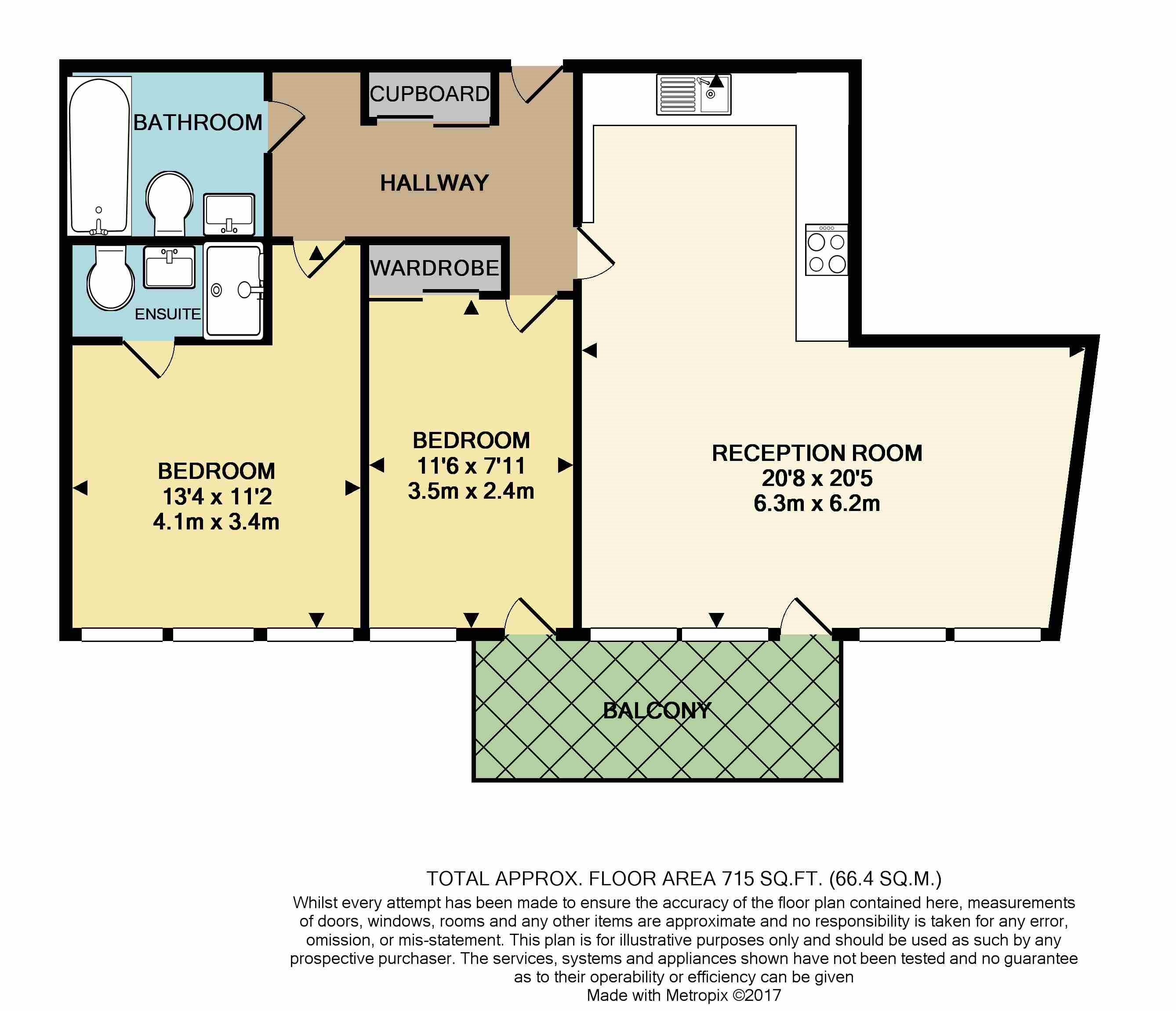 2 bed flat to rent in Post Office Road, Bournemouth, BH1 - Property floorplan