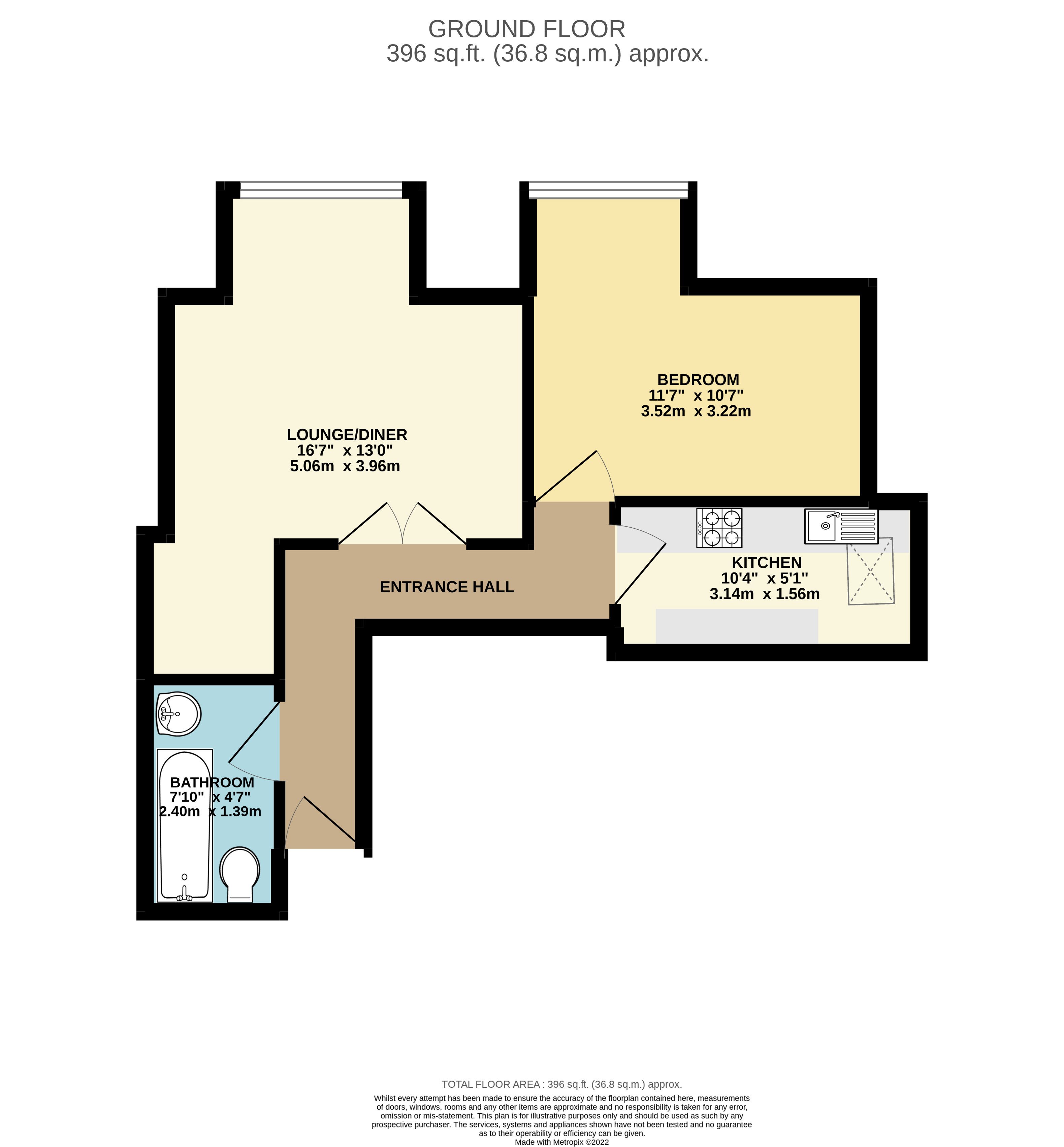1 bed flat to rent in Hinton Road, Bournemouth - Property floorplan