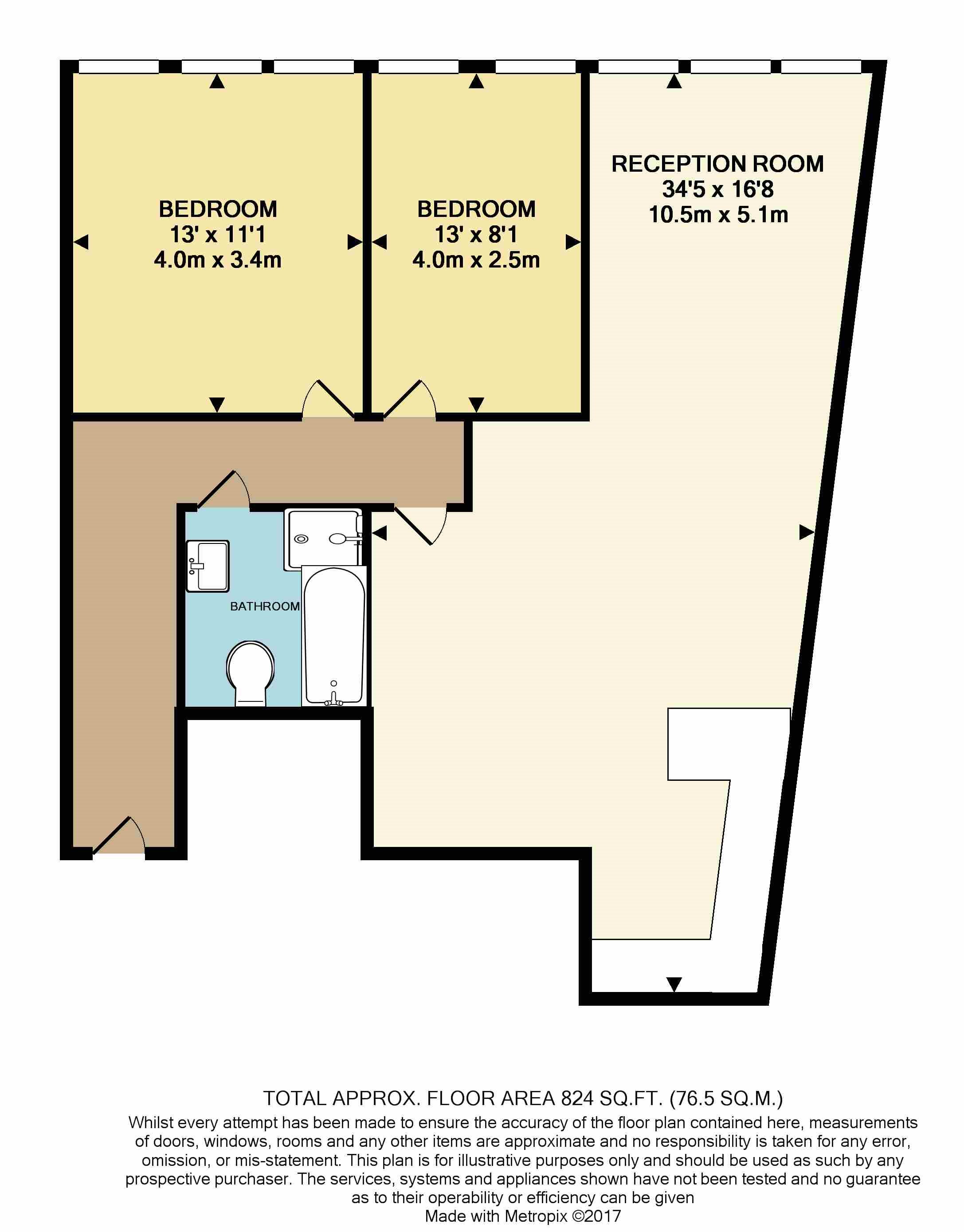 2 bed flat to rent in Vandale House, Post Office Road - Property floorplan