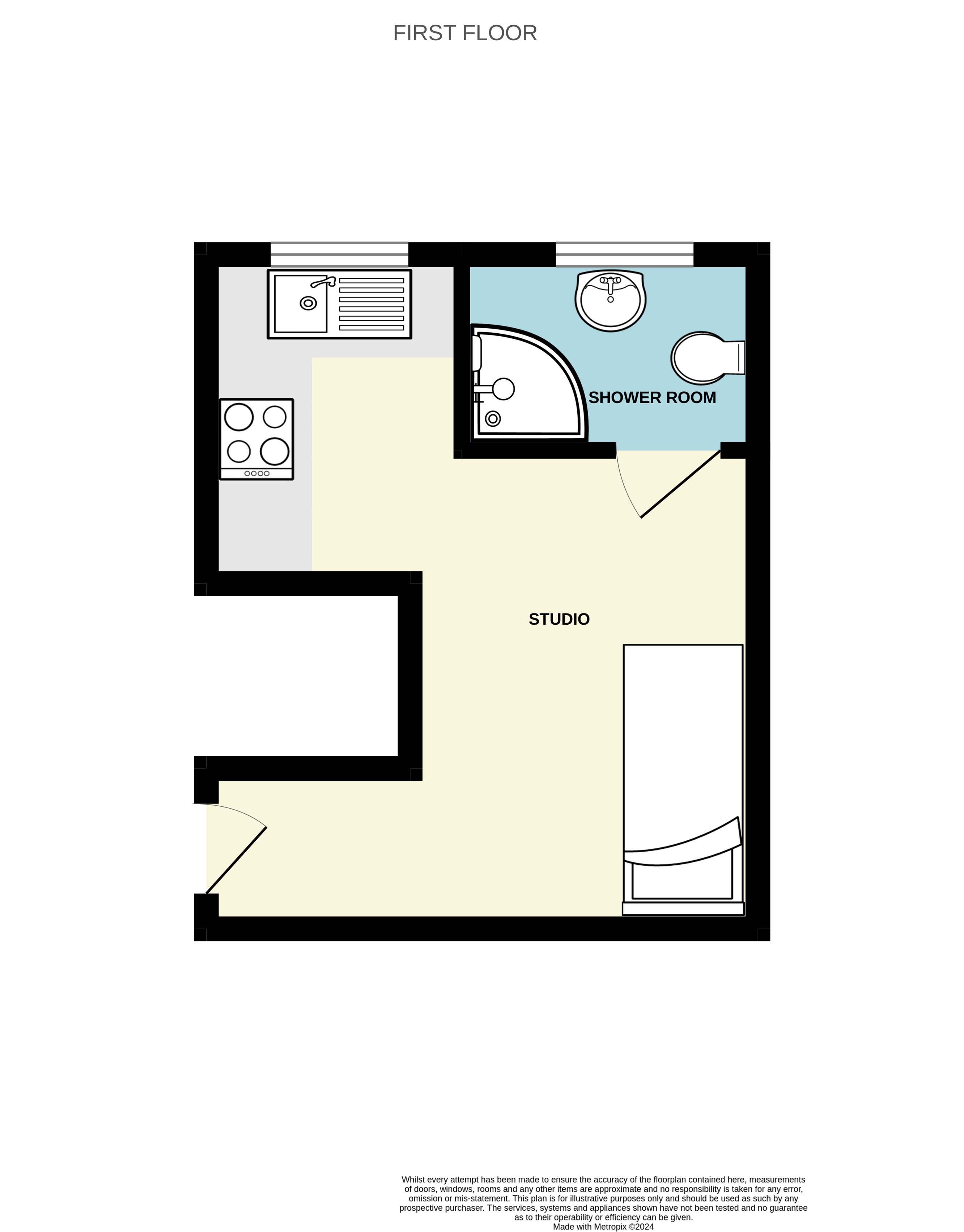 1 bed studio flat to rent in Richmond Hill, Bournemouth, BH2 - Property floorplan