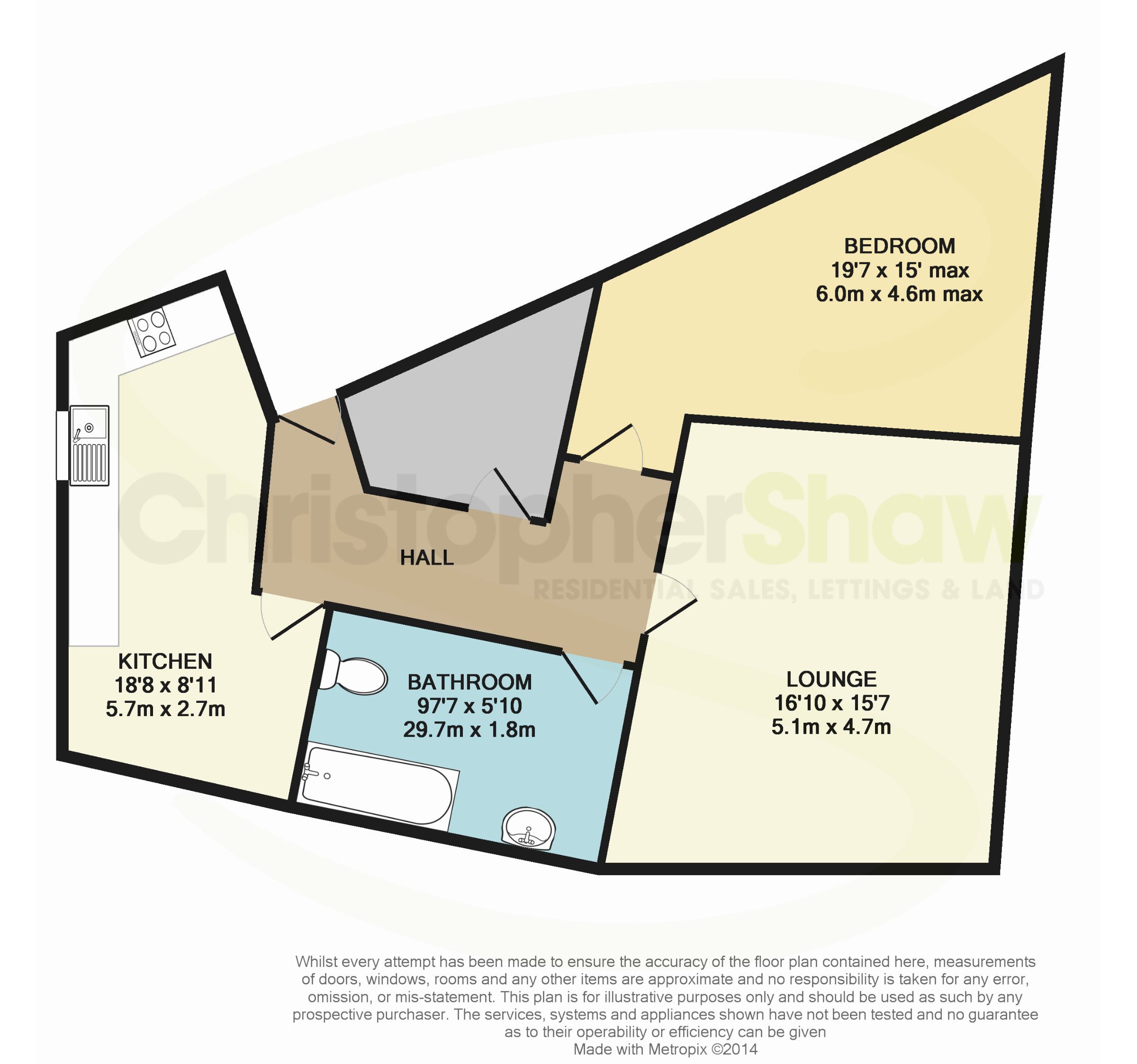 2 bed flat to rent in Richmond Hill, Bournemouth, BH2 - Property floorplan