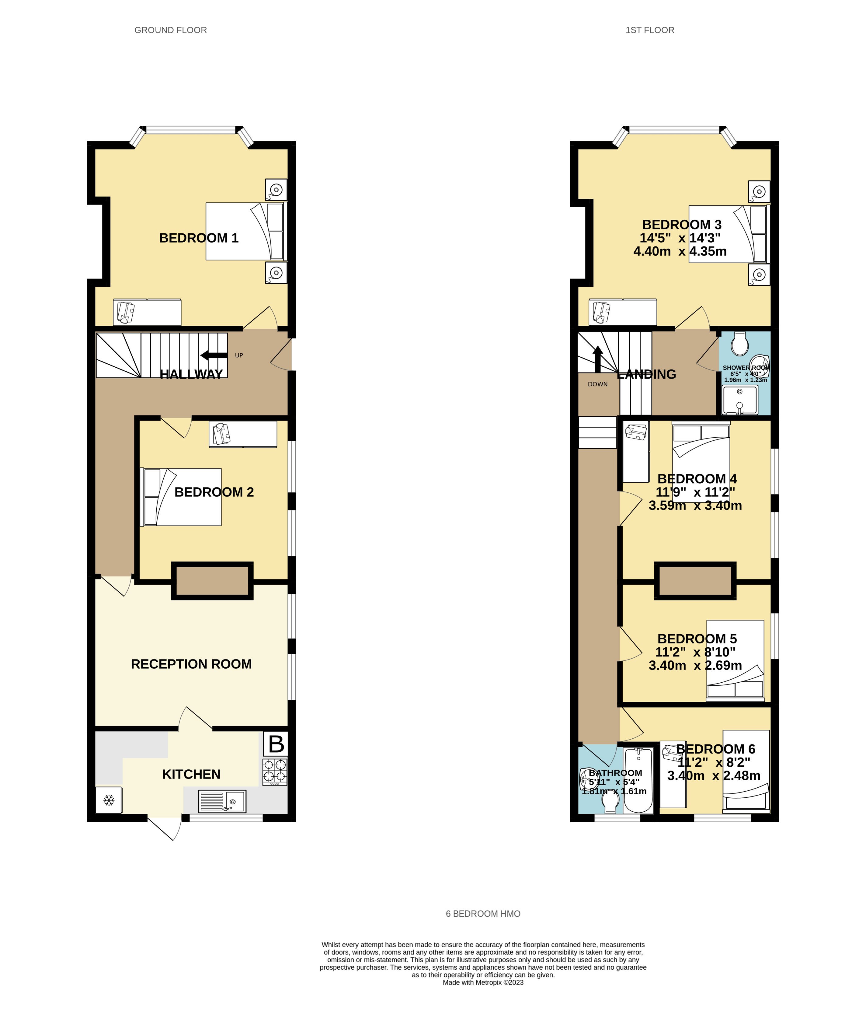 6 bed semi-detached house to rent in Queensland Road, Bournemouth - Property floorplan