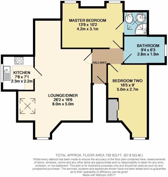 2 bed flat to rent in Danecourt Road, Poole - Property floorplan