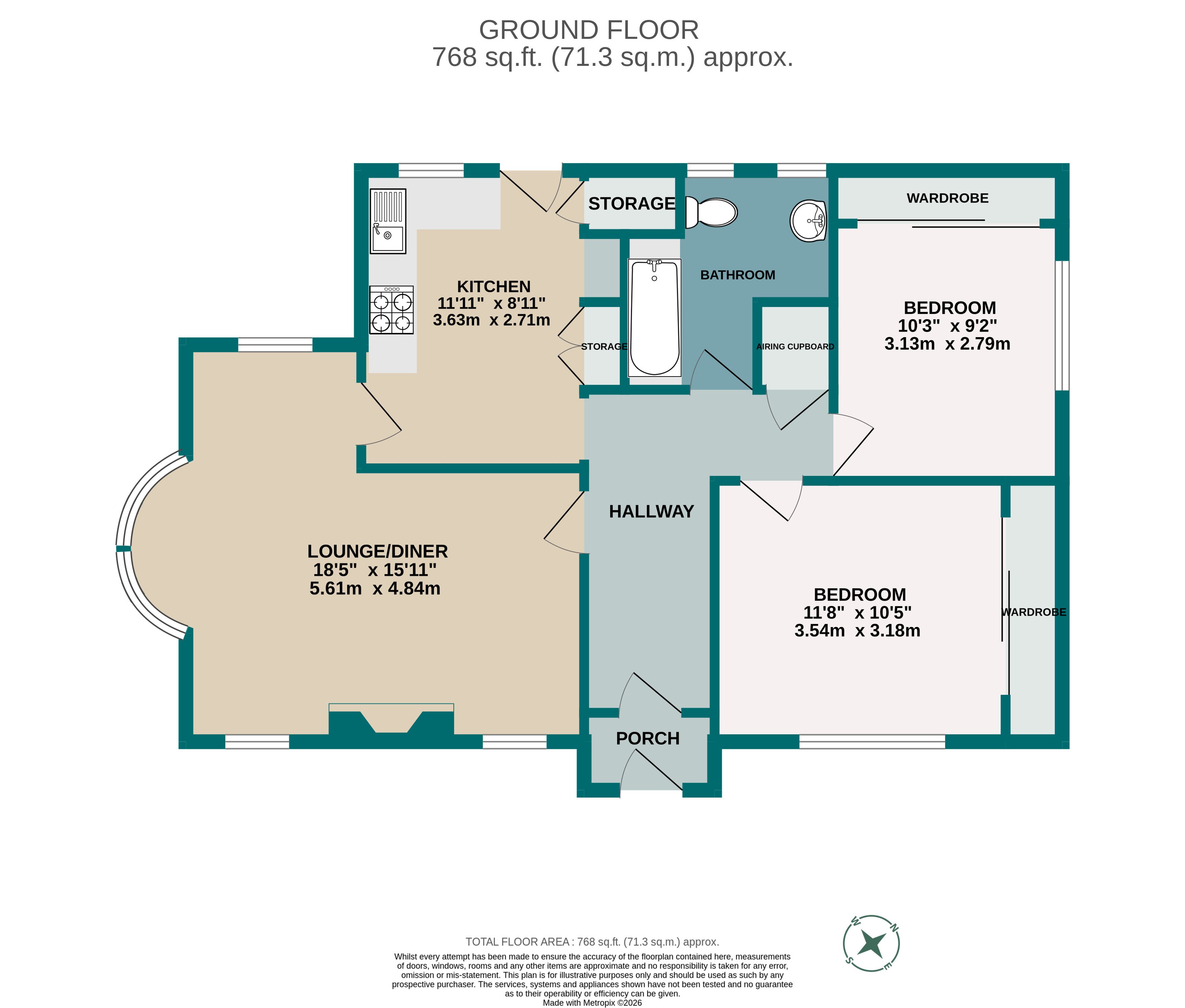 2 bed bungalow to rent in Craigmoor Avenue, Bournemouth - Property floorplan
