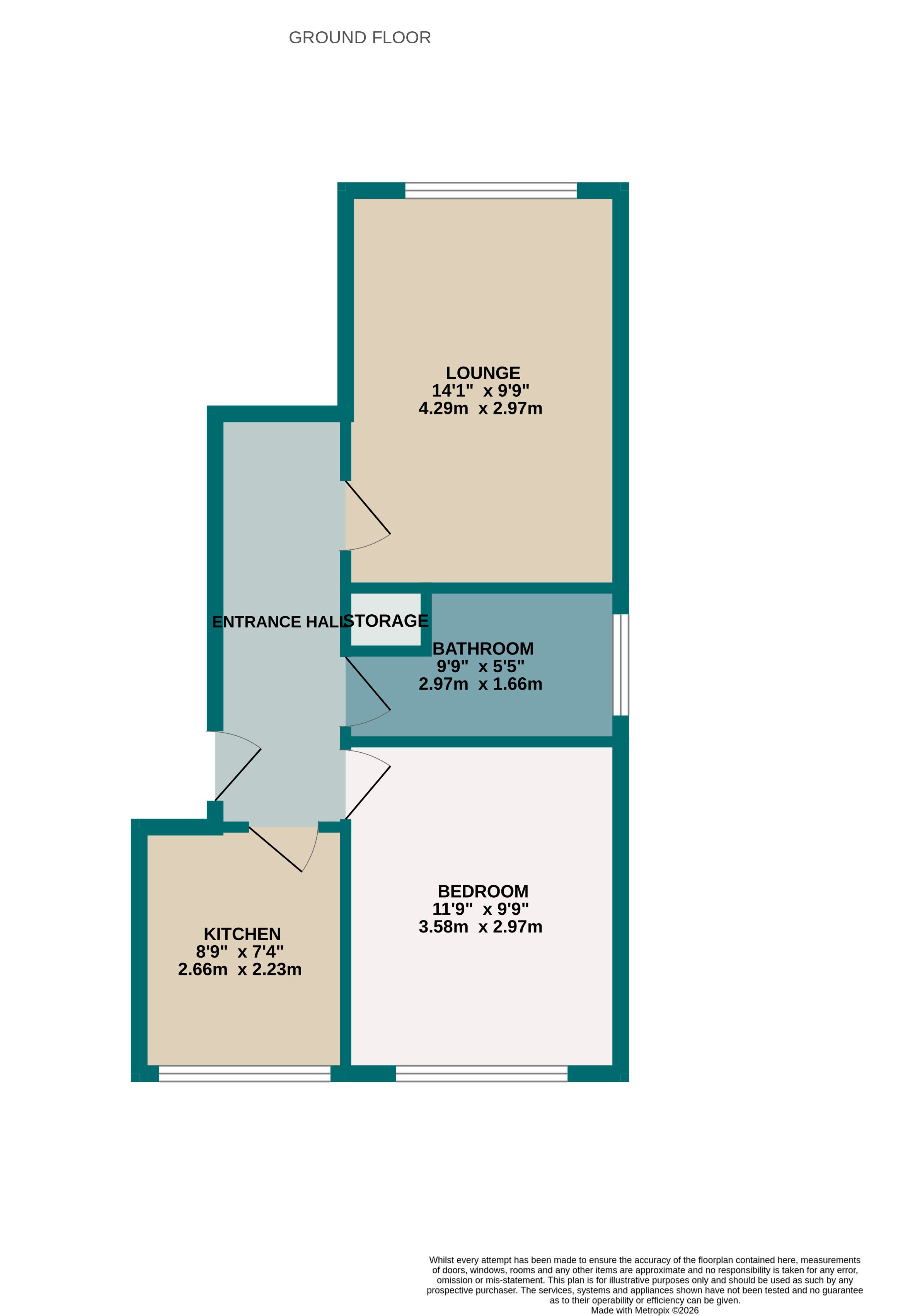 1 bed flat to rent in Fortescue Road, Poole, BH12 - Property floorplan