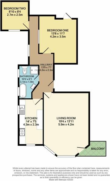 2 bed flat to rent in Alton Road, Poole - Property floorplan