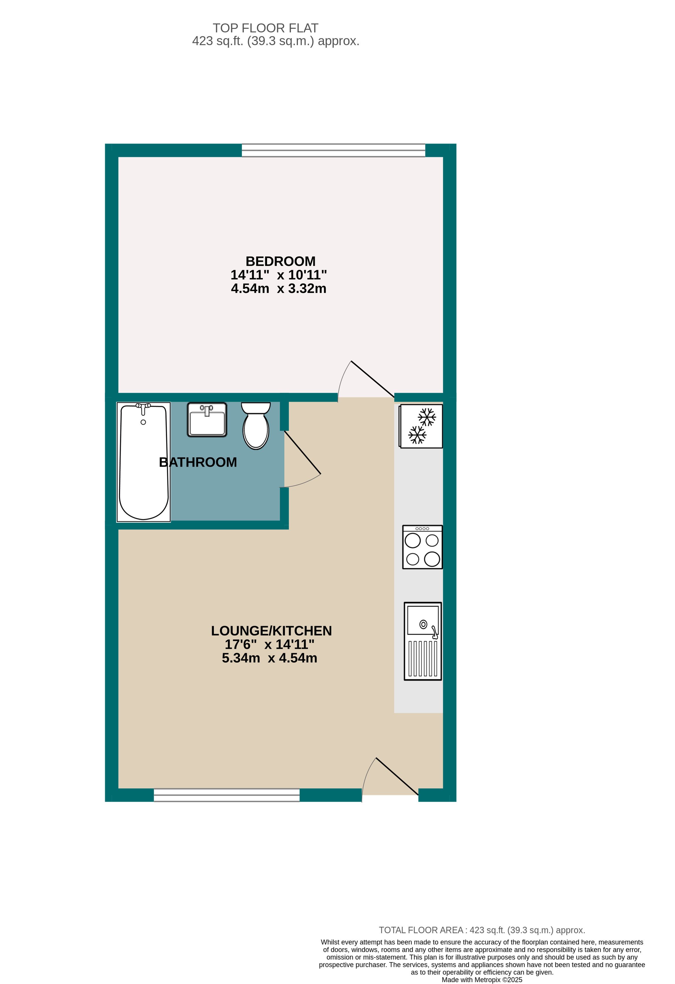 1 bed flat for sale in Christchurch Road, Bournemouth - Property floorplan