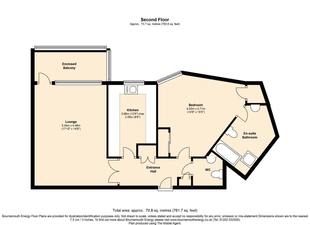 1 bed flat for sale in Manor Road, East Cliff, BH1 - Property floorplan