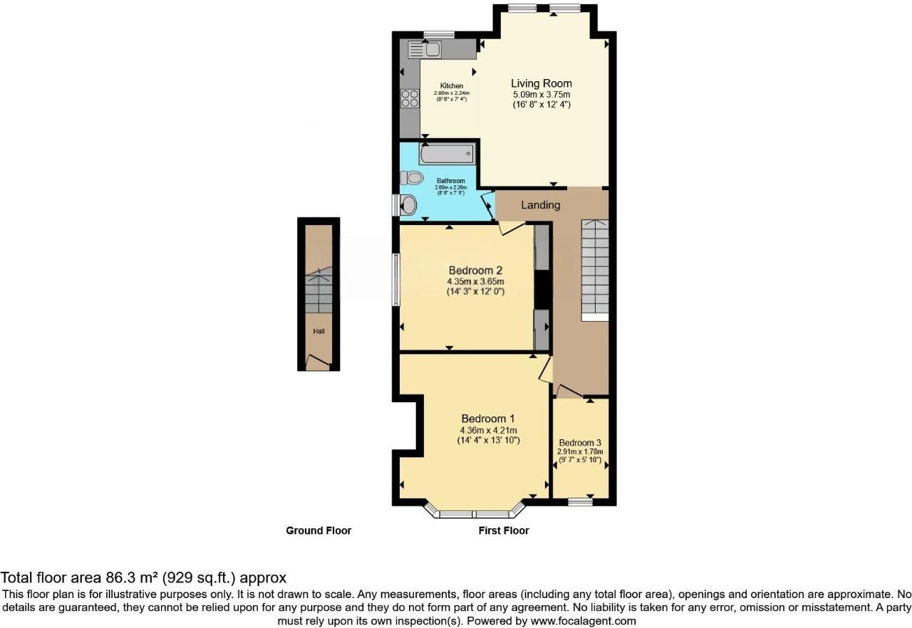 3 bed flat for sale in Adeline Road, Boscombe, BH5 - Property floorplan