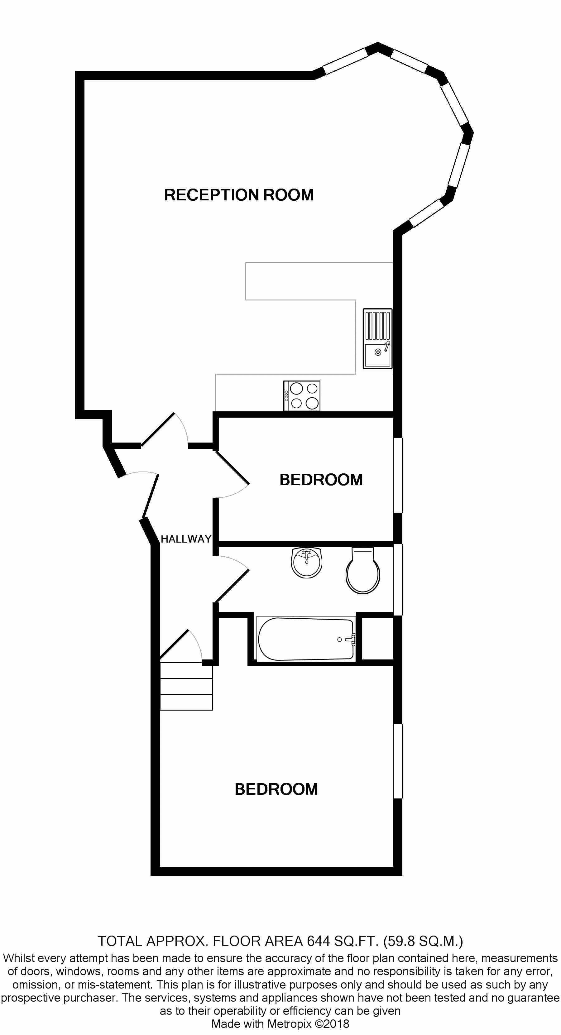 2 bed flat for sale in Florence Road, Bournemouth - Property floorplan