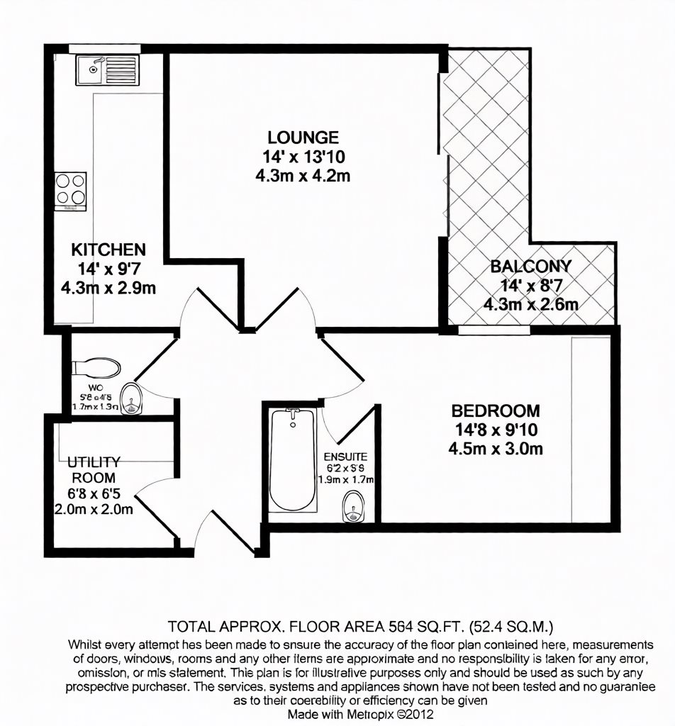 1 bed flat for sale in Knyverton Road, Bournemouth, BH1 - Property floorplan