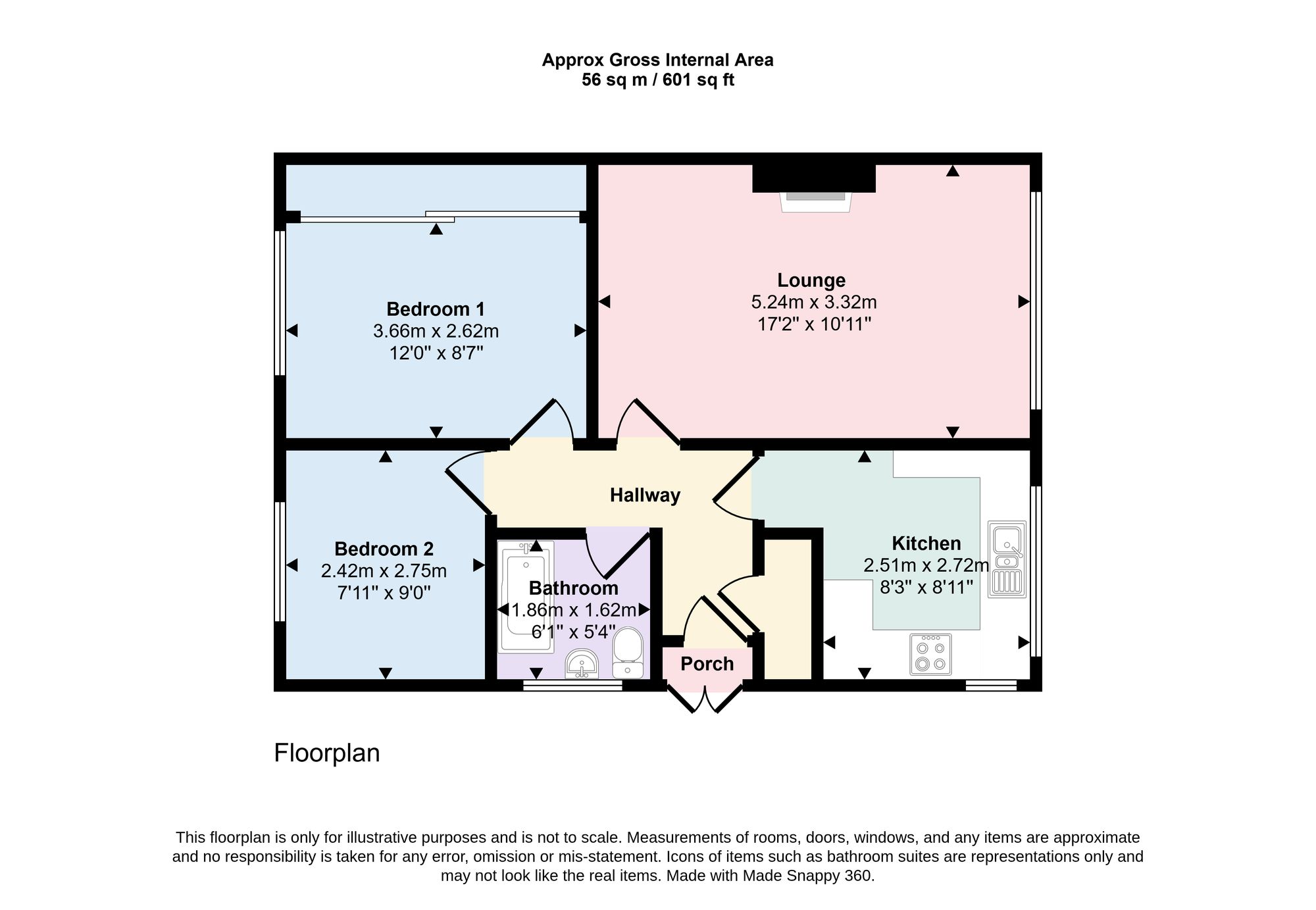 2 bed semi-detached bungalow for sale in Tewit Lane, Halifax - Property floorplan
