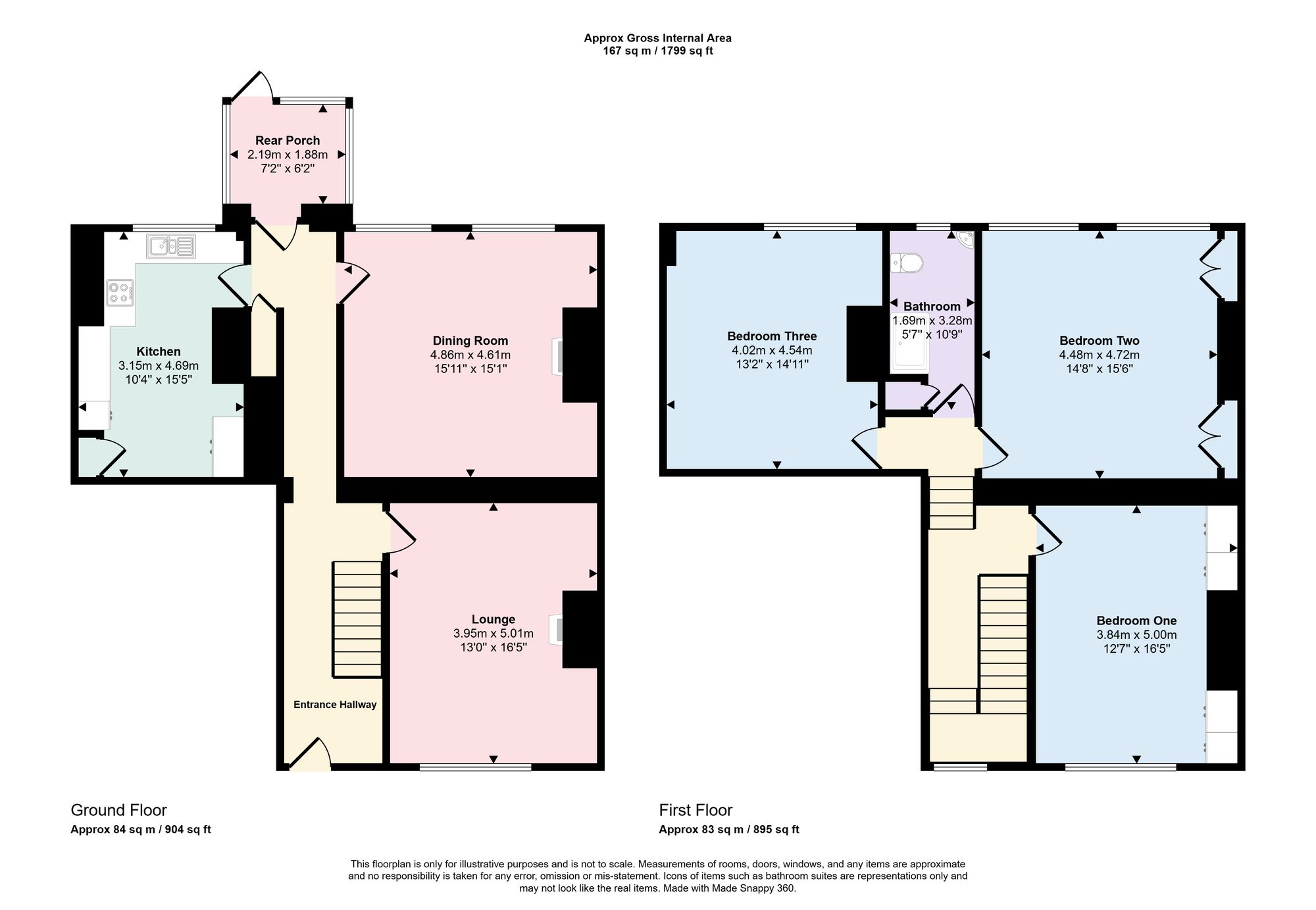 3 bed mid-terraced house for sale in Chapel Street, Bradford - Property floorplan