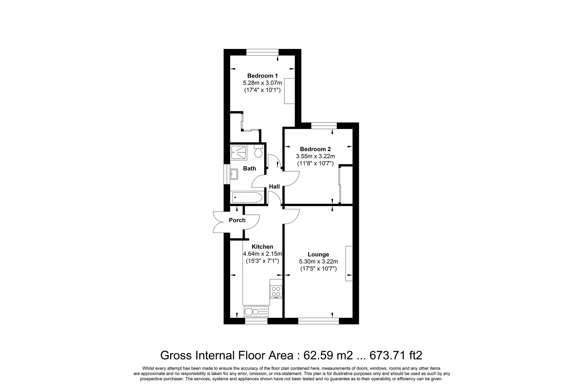 2 bed semi-detached bungalow for sale in Heathmoor Park Road, Halifax - Property floorplan