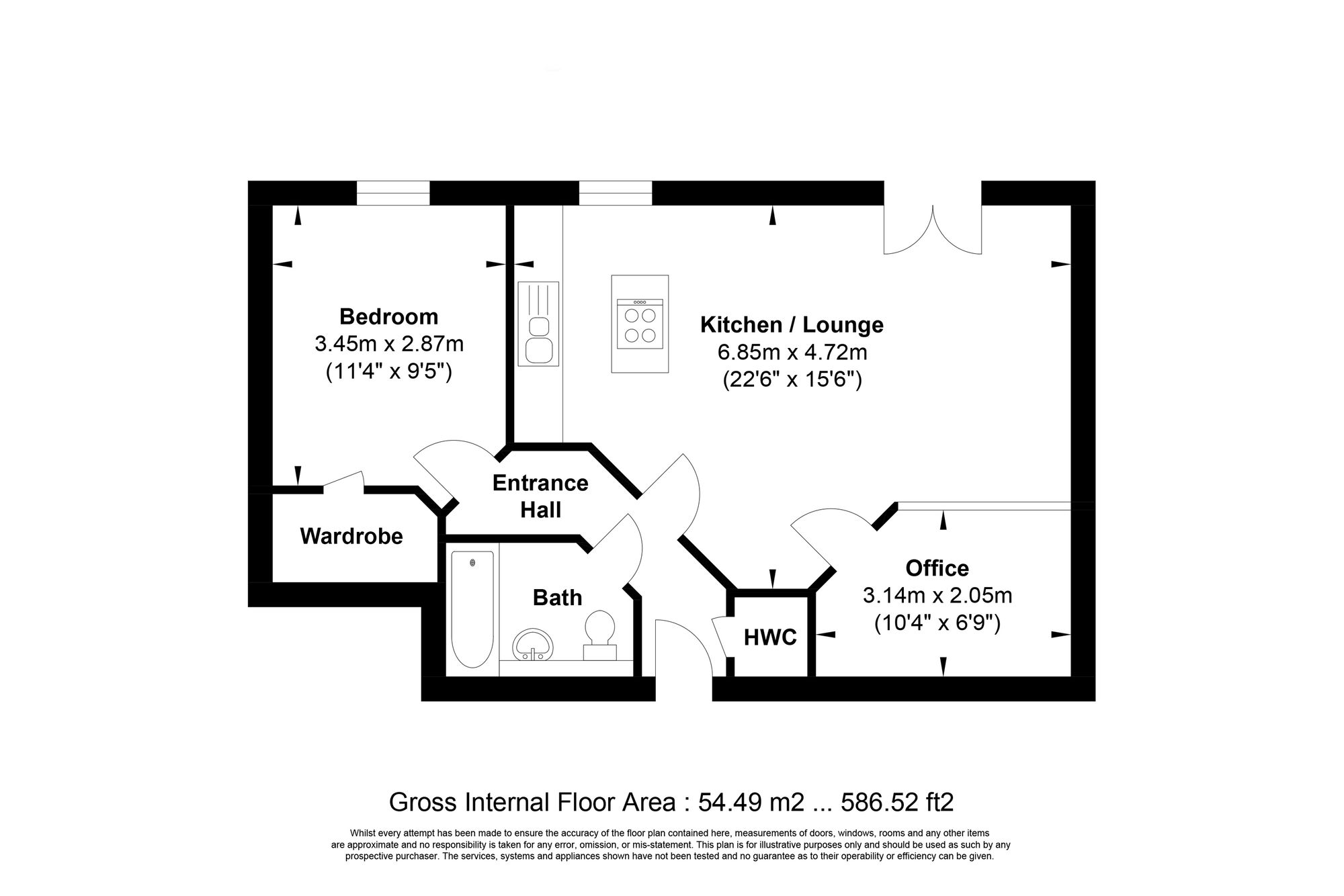 1 bed apartment for sale in Skircoat Green Road, Halifax - Property floorplan
