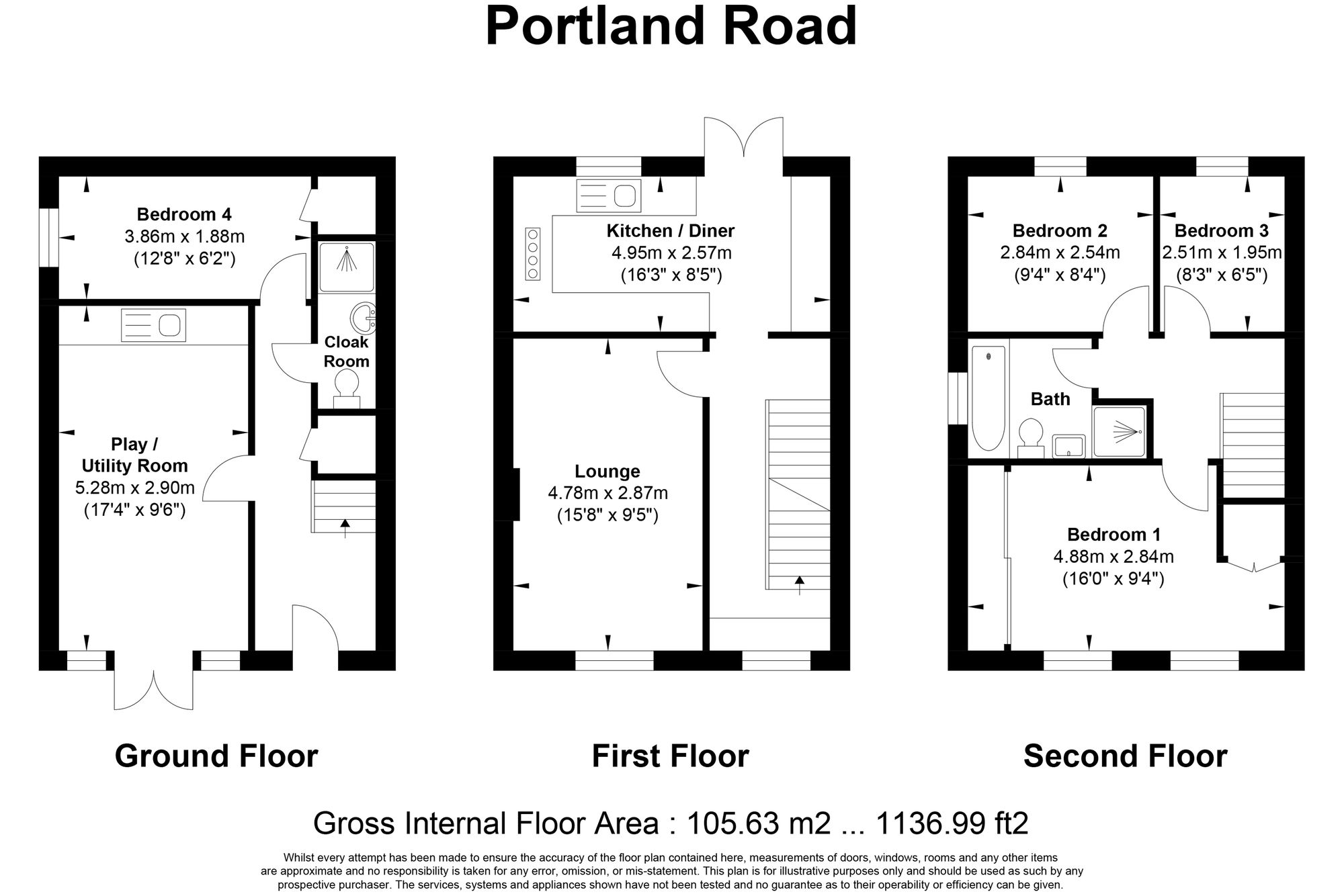 4 bed end of terrace house for sale in Portland Road, Halifax - Property floorplan