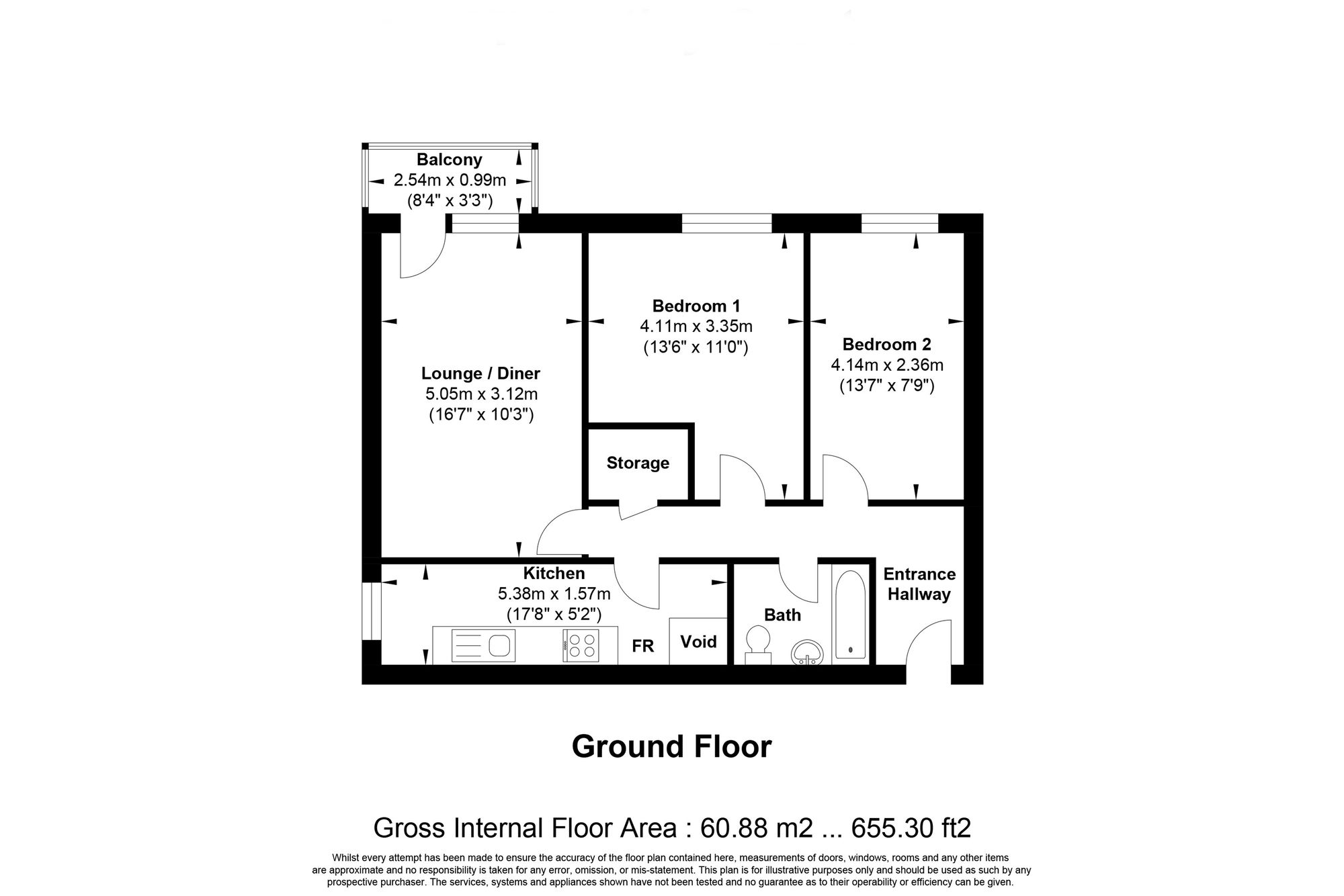 2 bed flat for sale in Wheatley Court, Halifax - Property floorplan