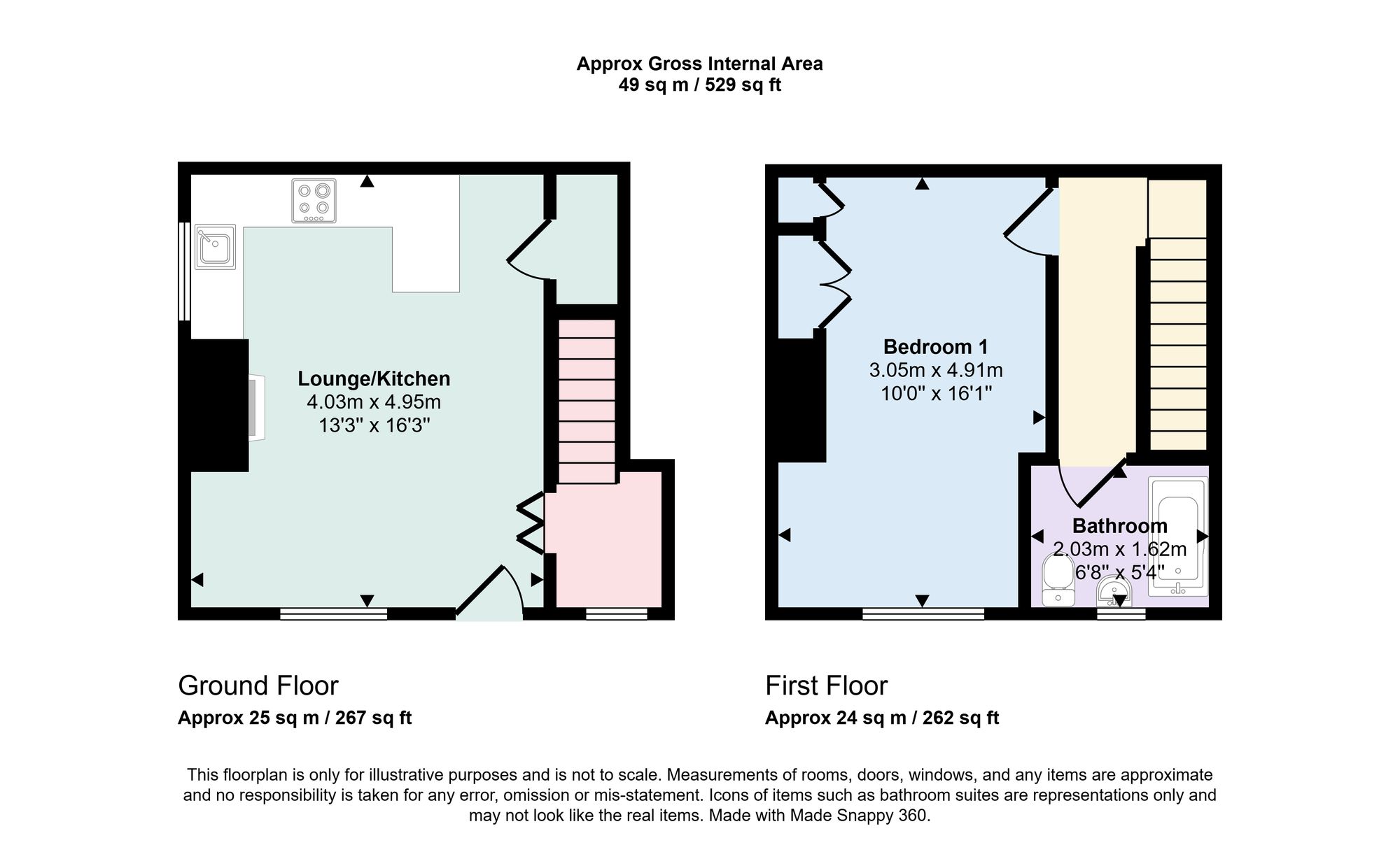 1 bed end of terrace house for sale in Moor Street, Bradford - Property floorplan