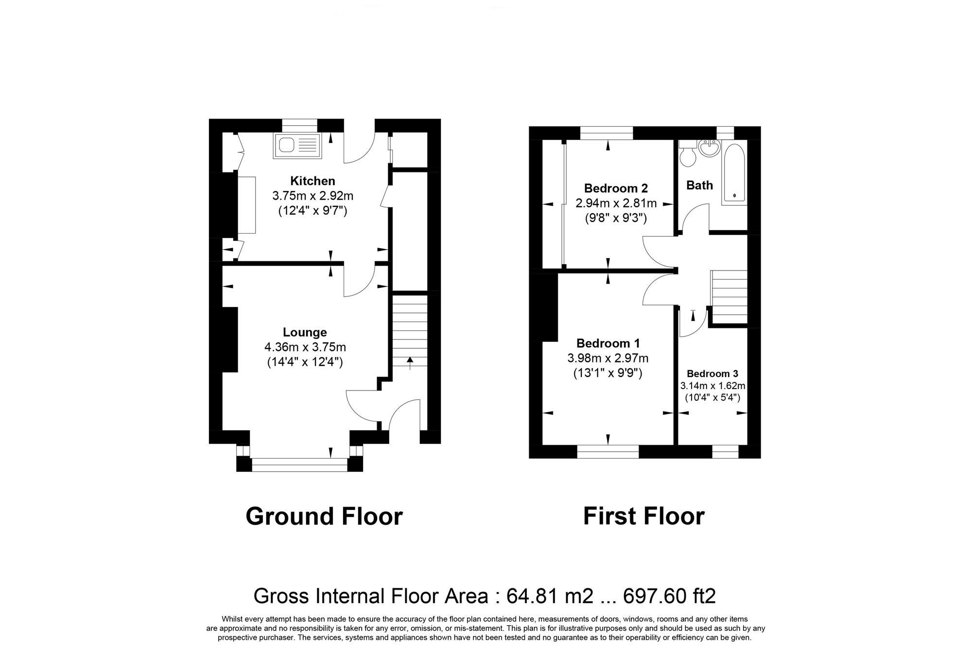 3 bed mid-terraced house for sale in Lower Range, Halifax - Property floorplan