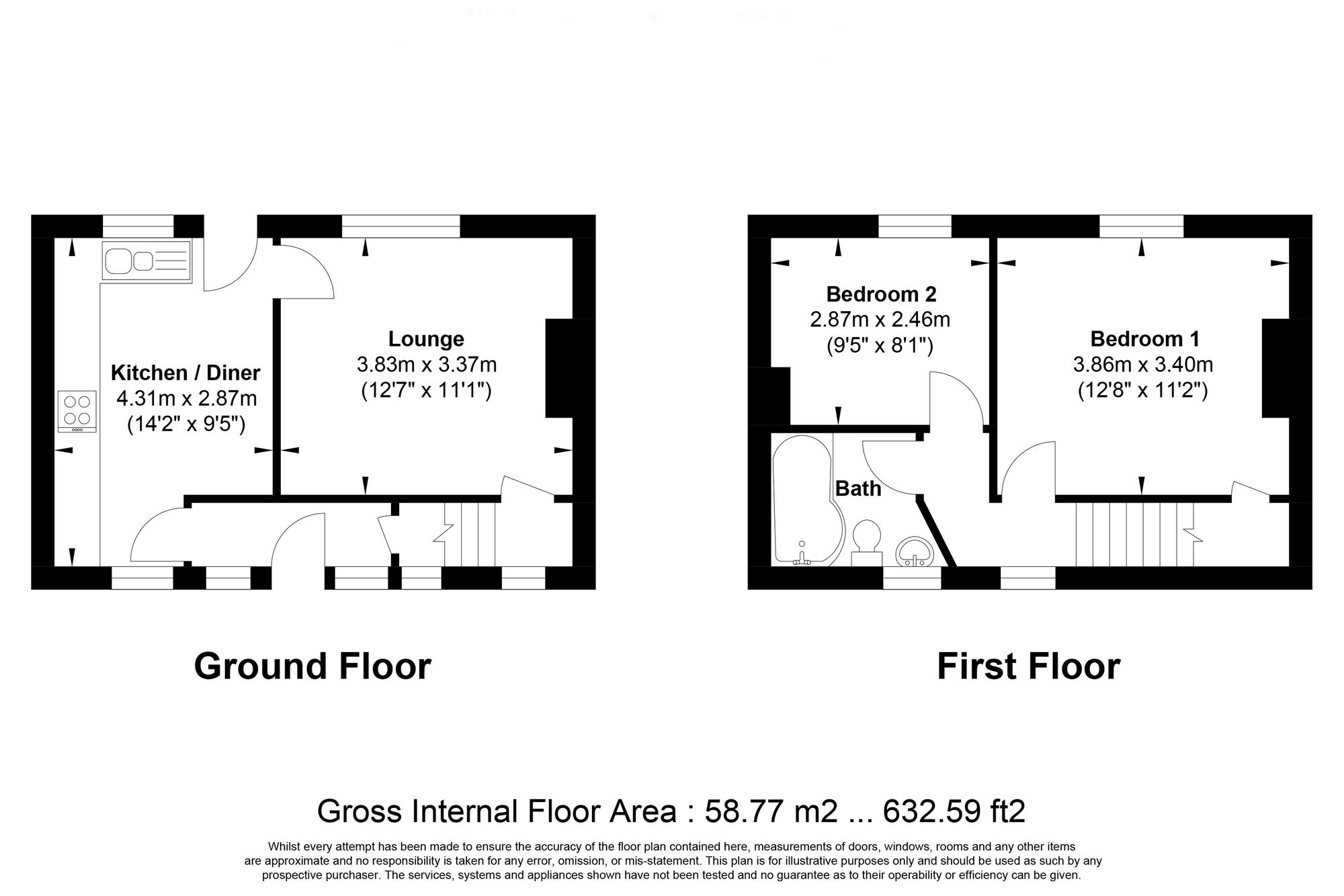 2 bed mid-terraced house for sale in Ovenden Way, Halifax - Property floorplan