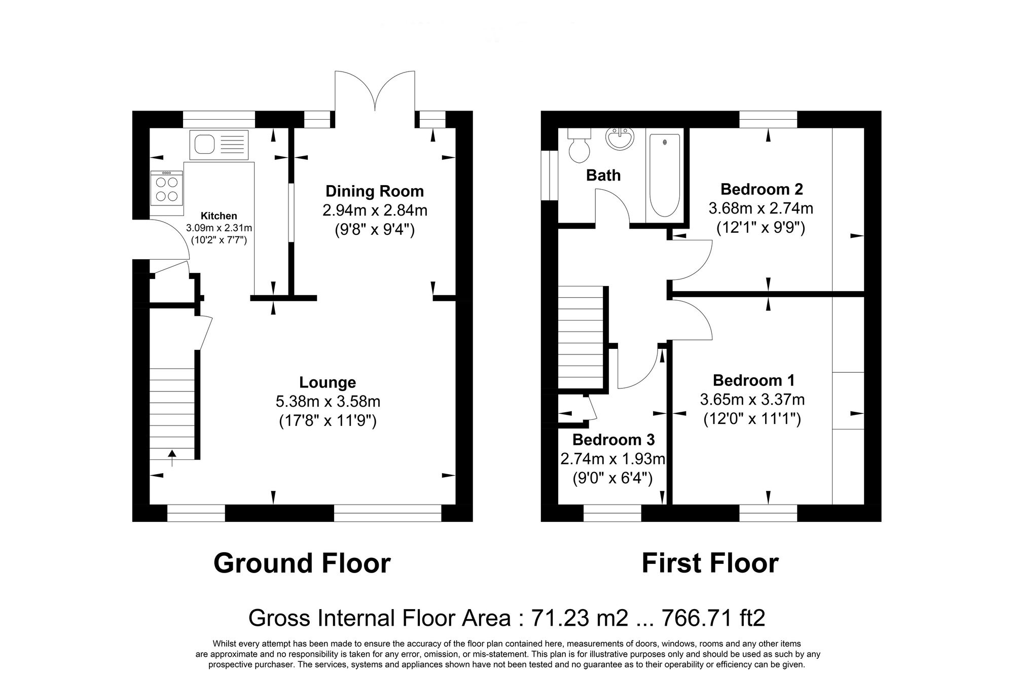 3 bed semi-detached house for sale in Hill View Gardens, Halifax - Property floorplan