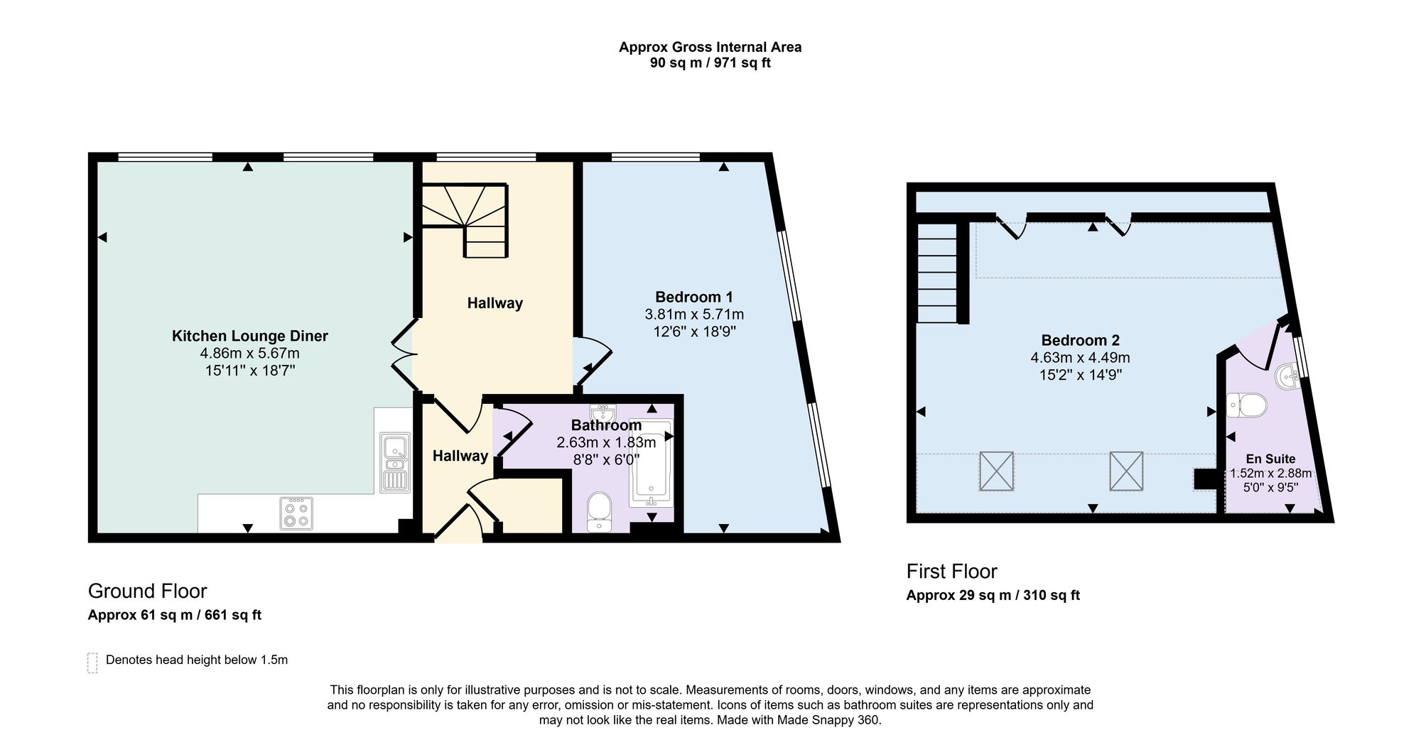 2 bed flat for sale in Wharf Street, Sowerby Bridge - Property floorplan