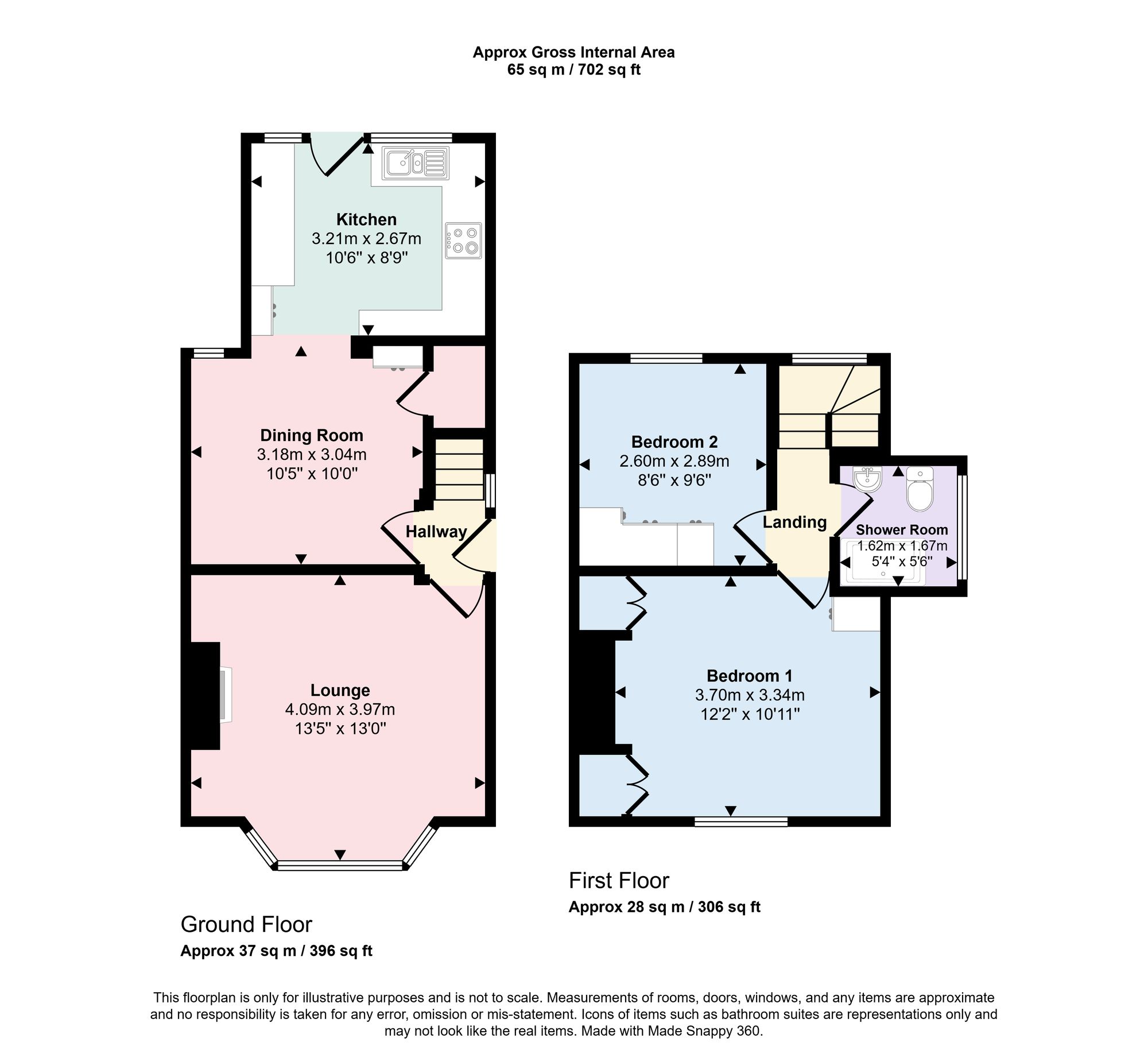 2 bed semi-detached house for sale in Lee Mount Gardens, Halifax - Property floorplan